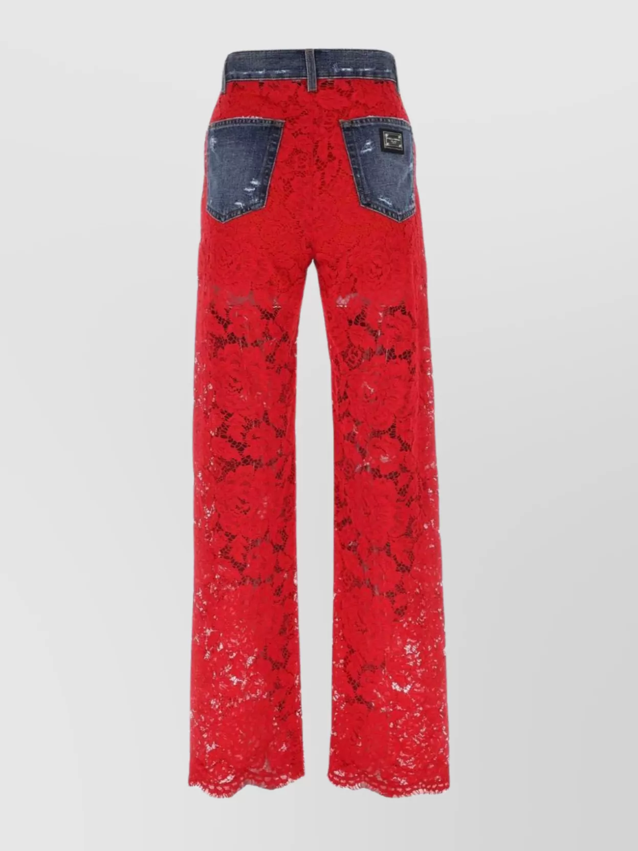 Dolce & Gabbana Denim And Lace Jeans With Contrasting Textures
