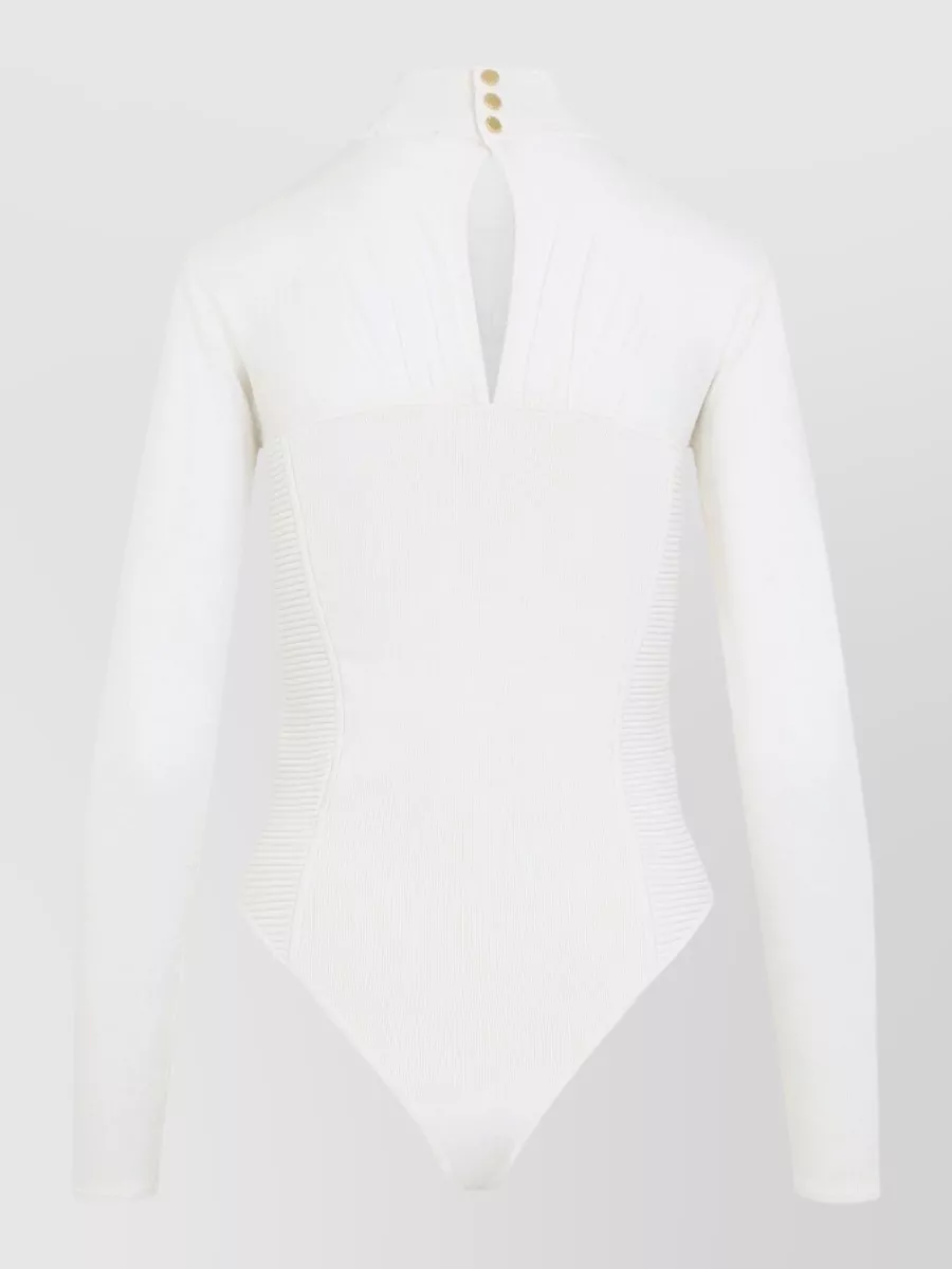 Elisabetta Franchi Fine-Knit Long-Sleeve Bodysuit