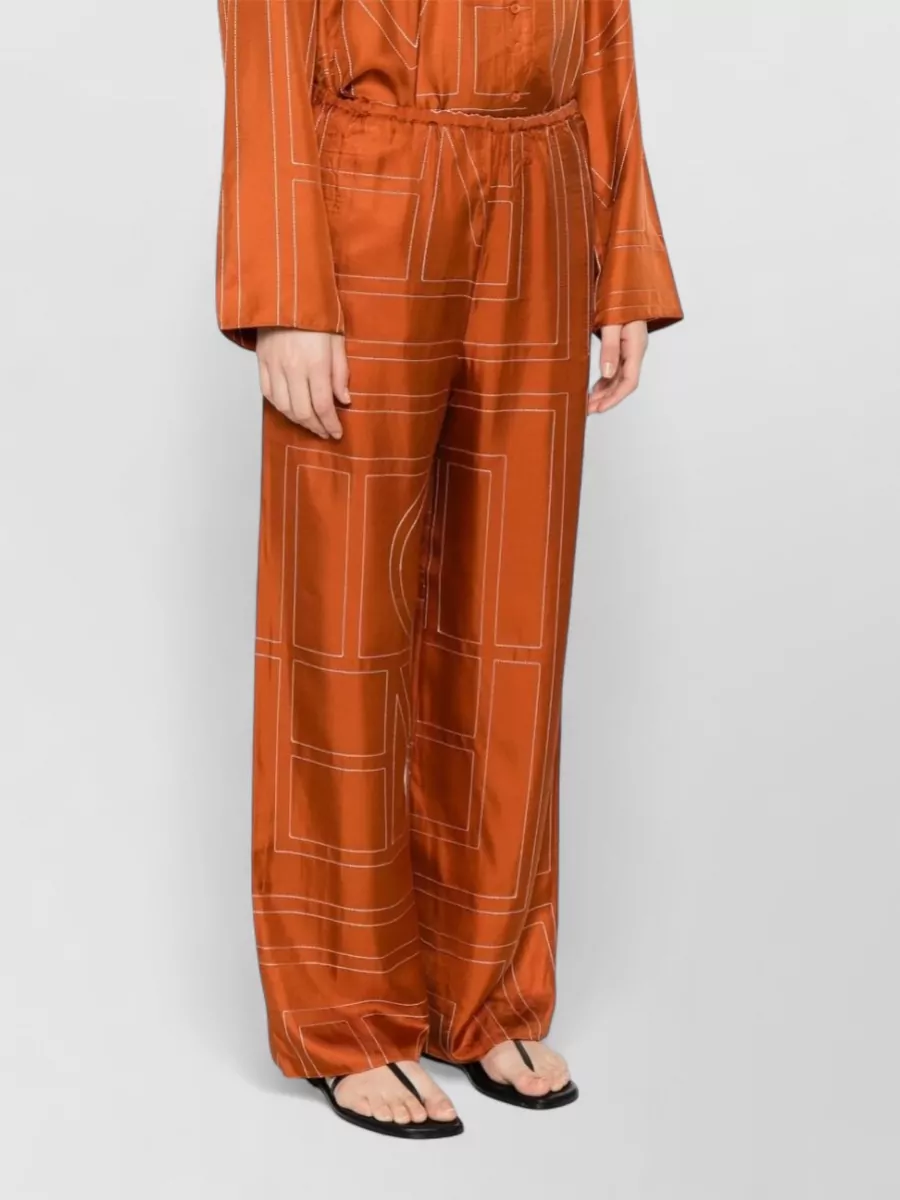 Totême Silk Monogram Wide-Leg Trousers