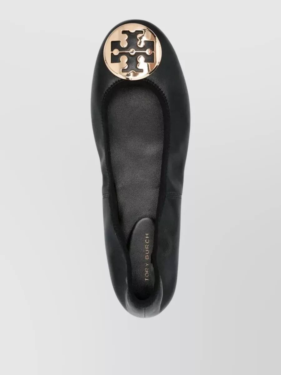 Tory Burch Leather Logo-Appliqué Ballerina Flats