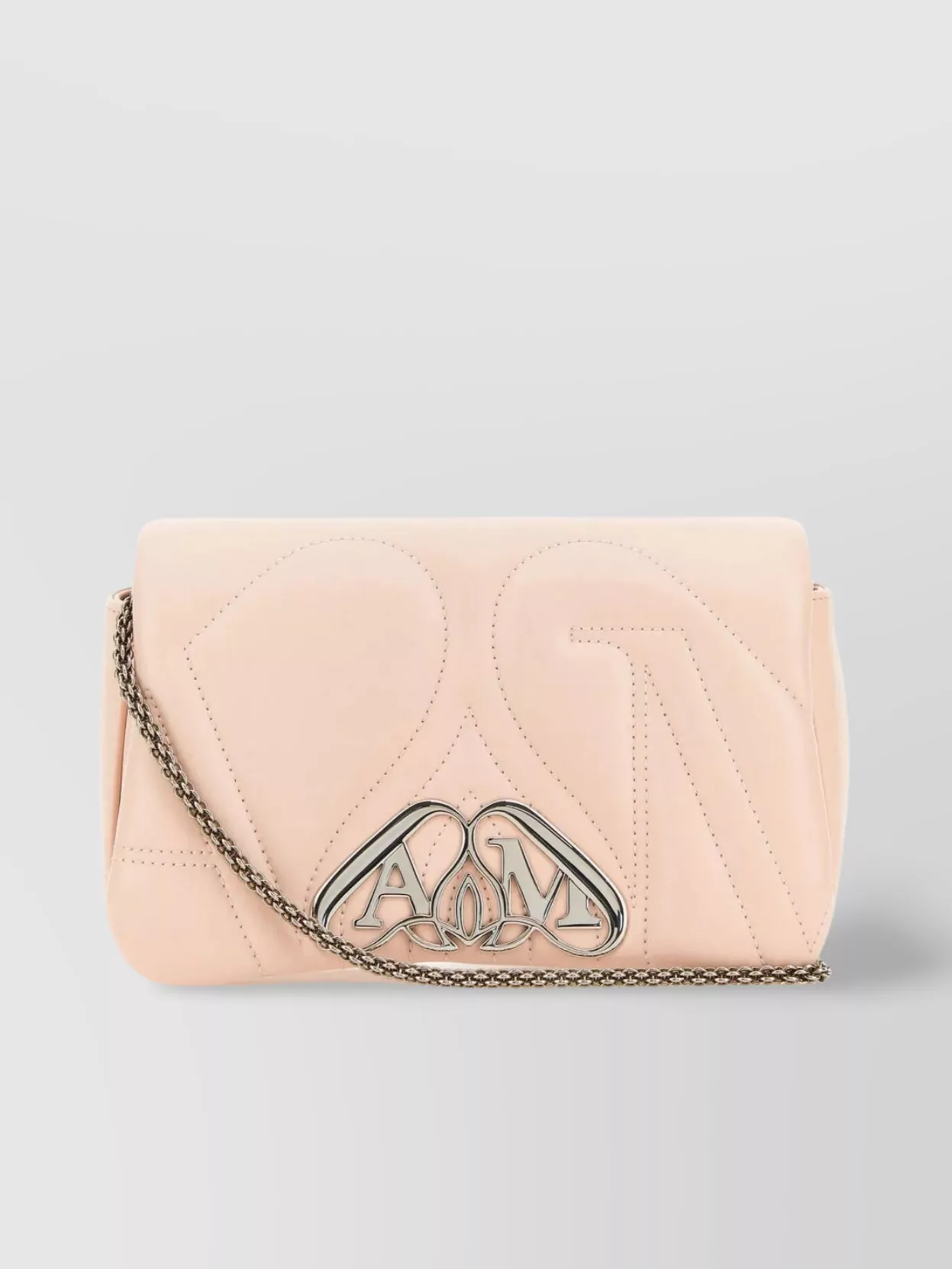 Shop Alexander Mcqueen Compact Quilted Leather Clutch With Chain Strap