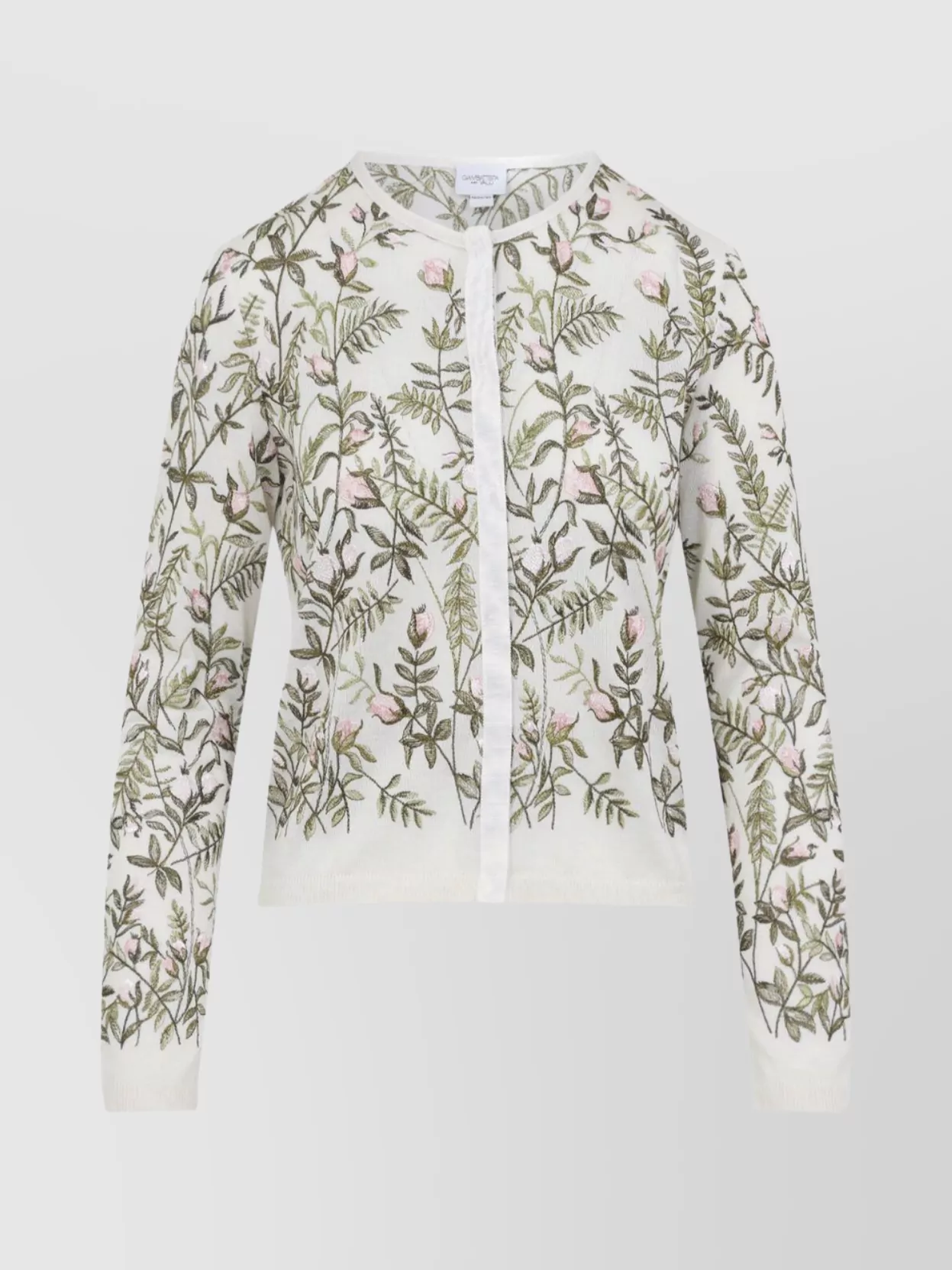 Giambattista Valli Floral Embroidered Long Sleeve Knit Cardigan