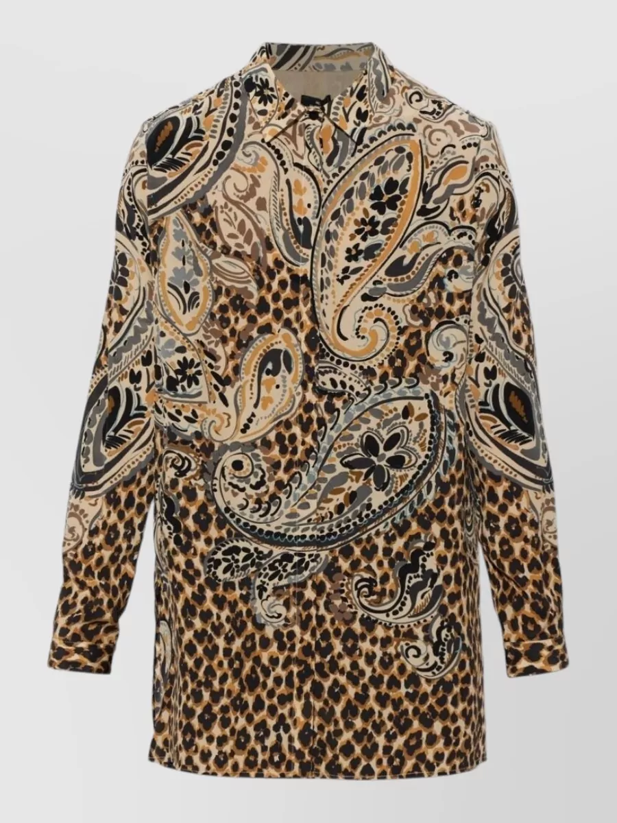 Etro silk printed long relaxed-fit blouse