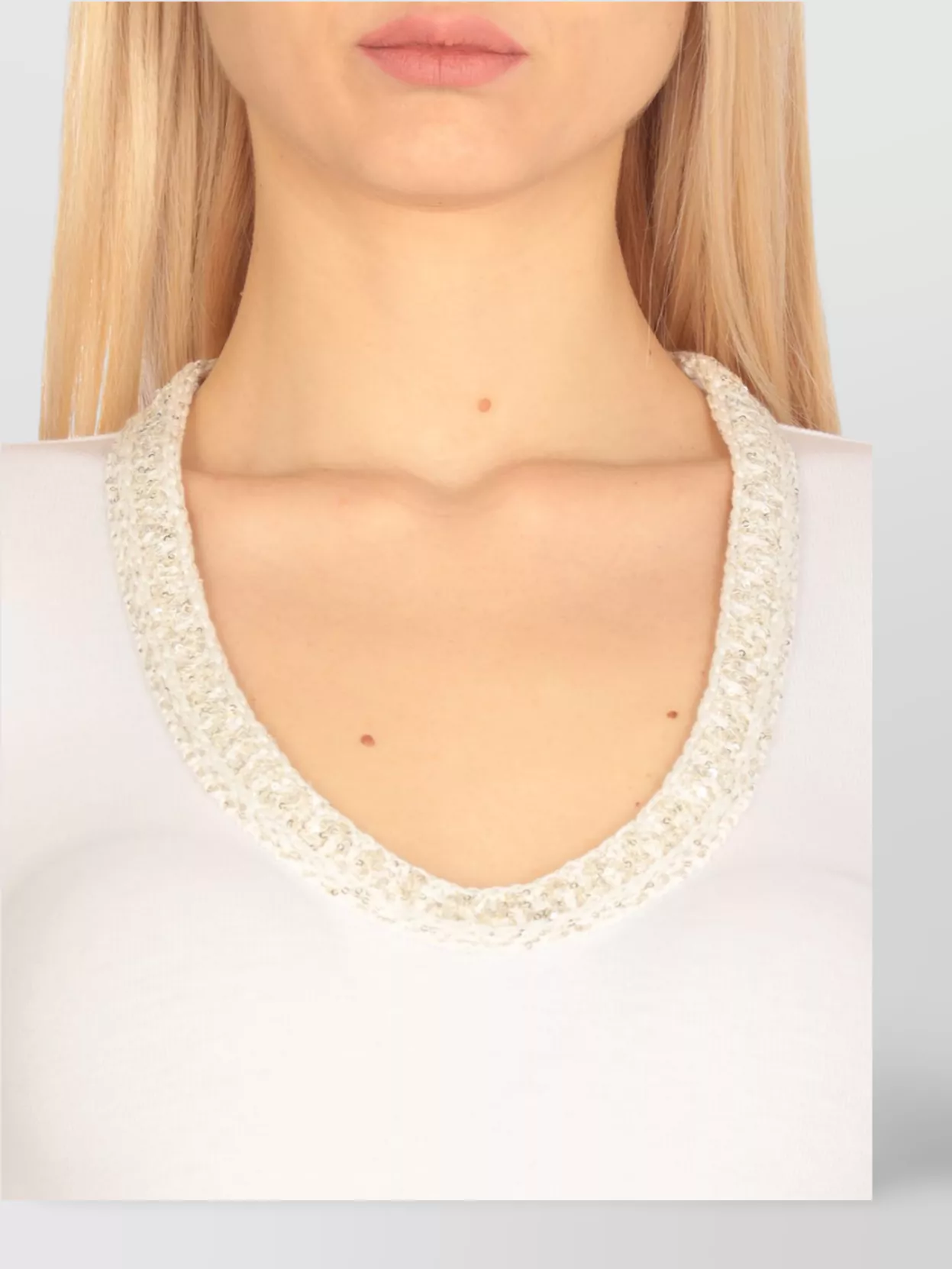Fabiana Filippi Short Sleeves Cotton T-Shirt Paillettes