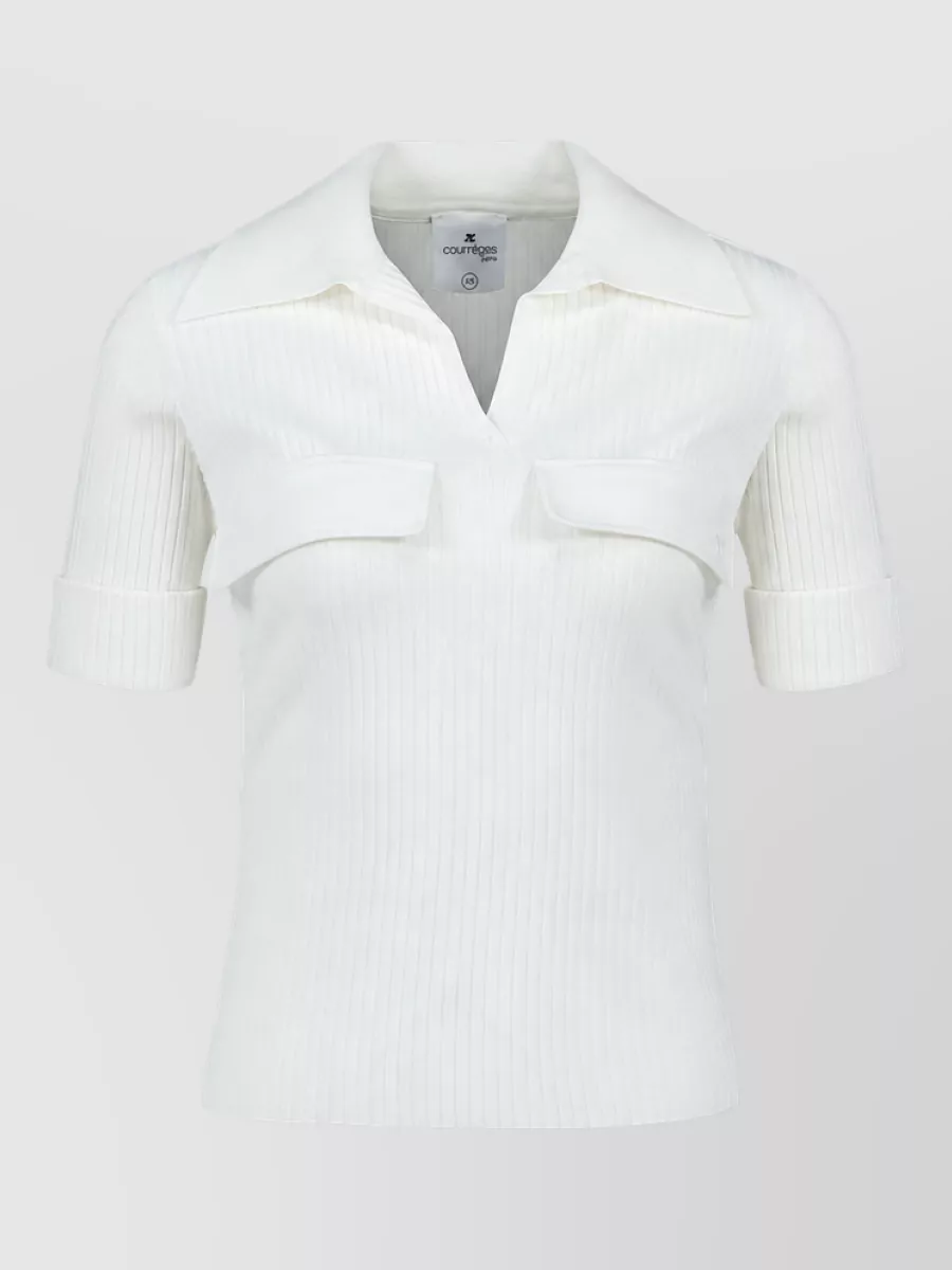 Courrèges viscose ribbed polo t-shirt
