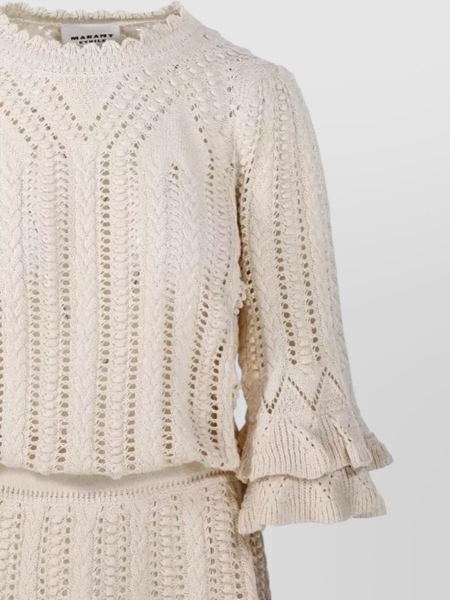 Isabel Marant Etoile Cotton Knitted Ruffled Mini Dress