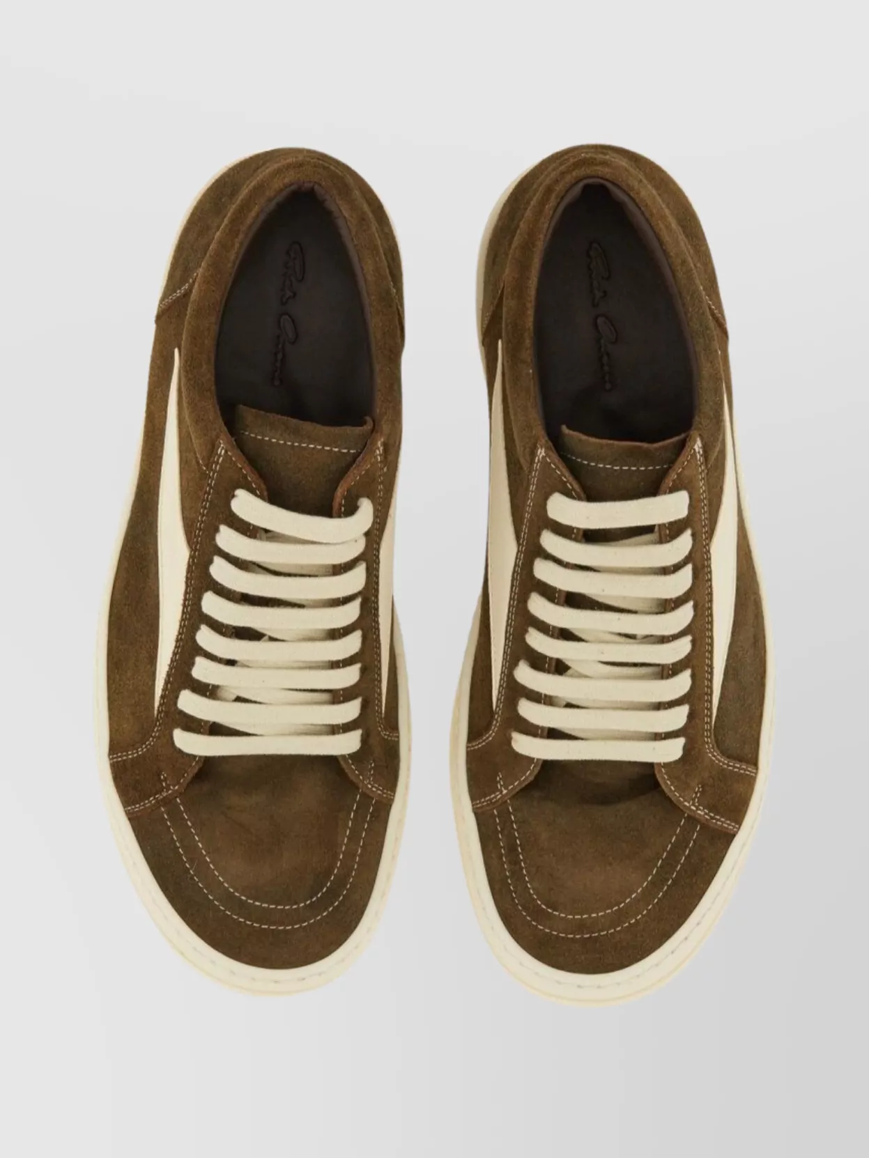 Rick Owens Suede Sneakers With Rubber Sole And Panel