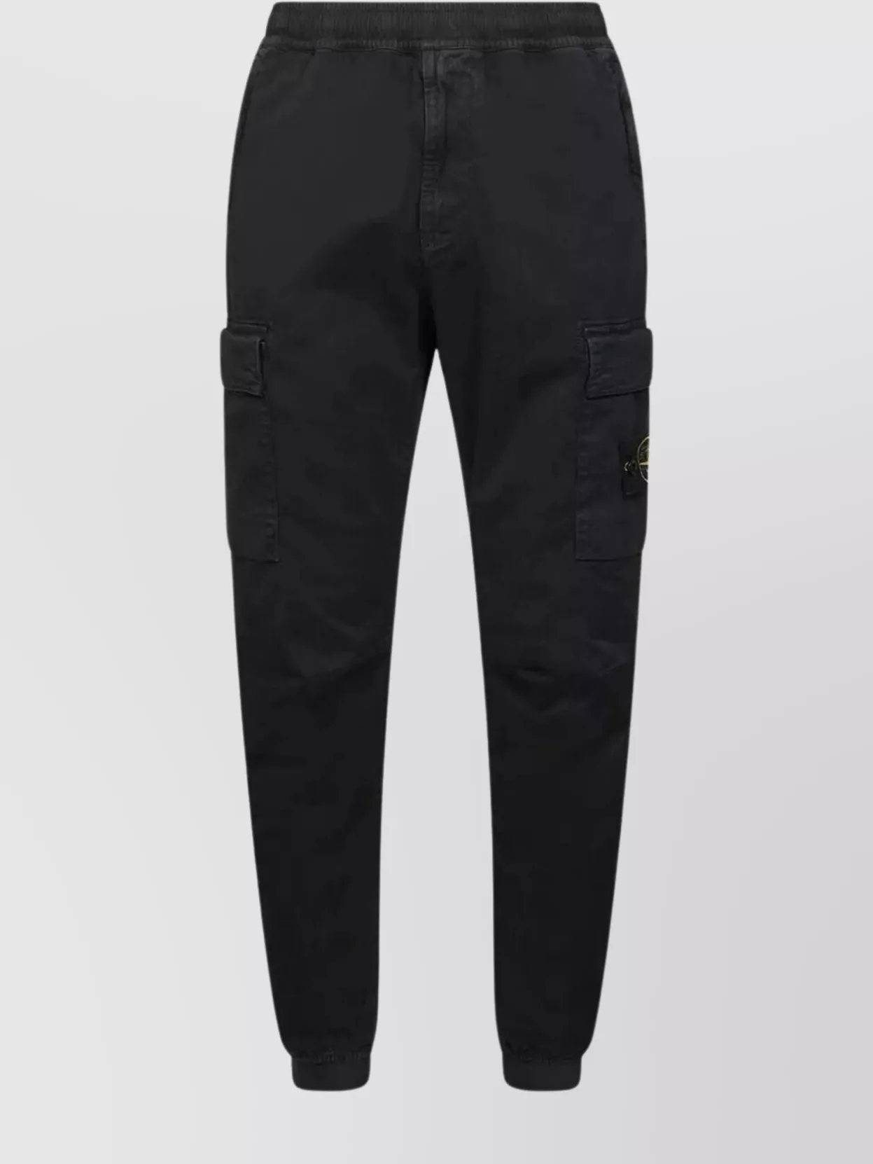 Stone Island Tapered Fit Cotton Cargo Pants With Elasticated Waistband Clothing In Black
