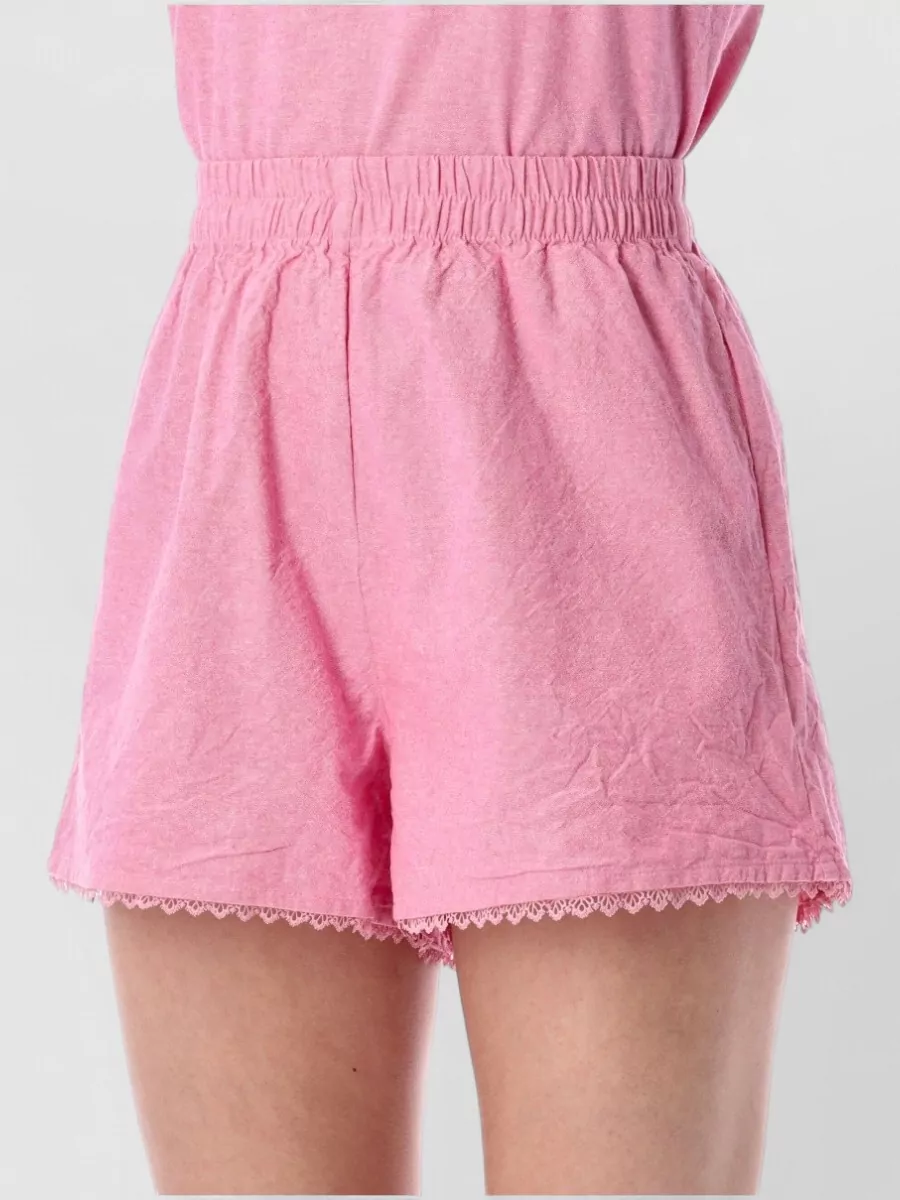 American Vintage Cotton Lace-Trim High-Rise Shorts