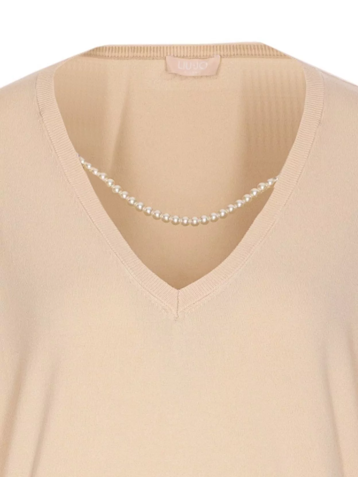 Liu •jo Crewneck Sweater With Pearl Necklace