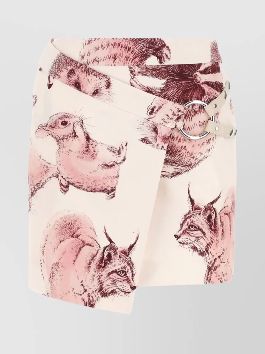Shop Stella Mccartney Asymmetric Fauna Rewild Wrap Skirt In White