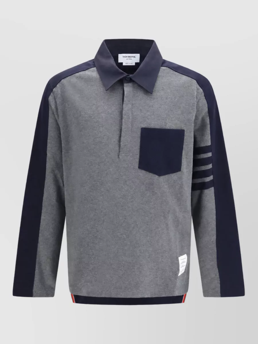 Thom Browne cotton oversized panelled polo shirt