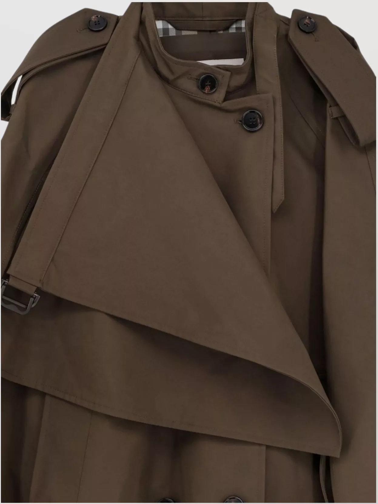 Burberry Cotton Cape With Traditional Check Lining