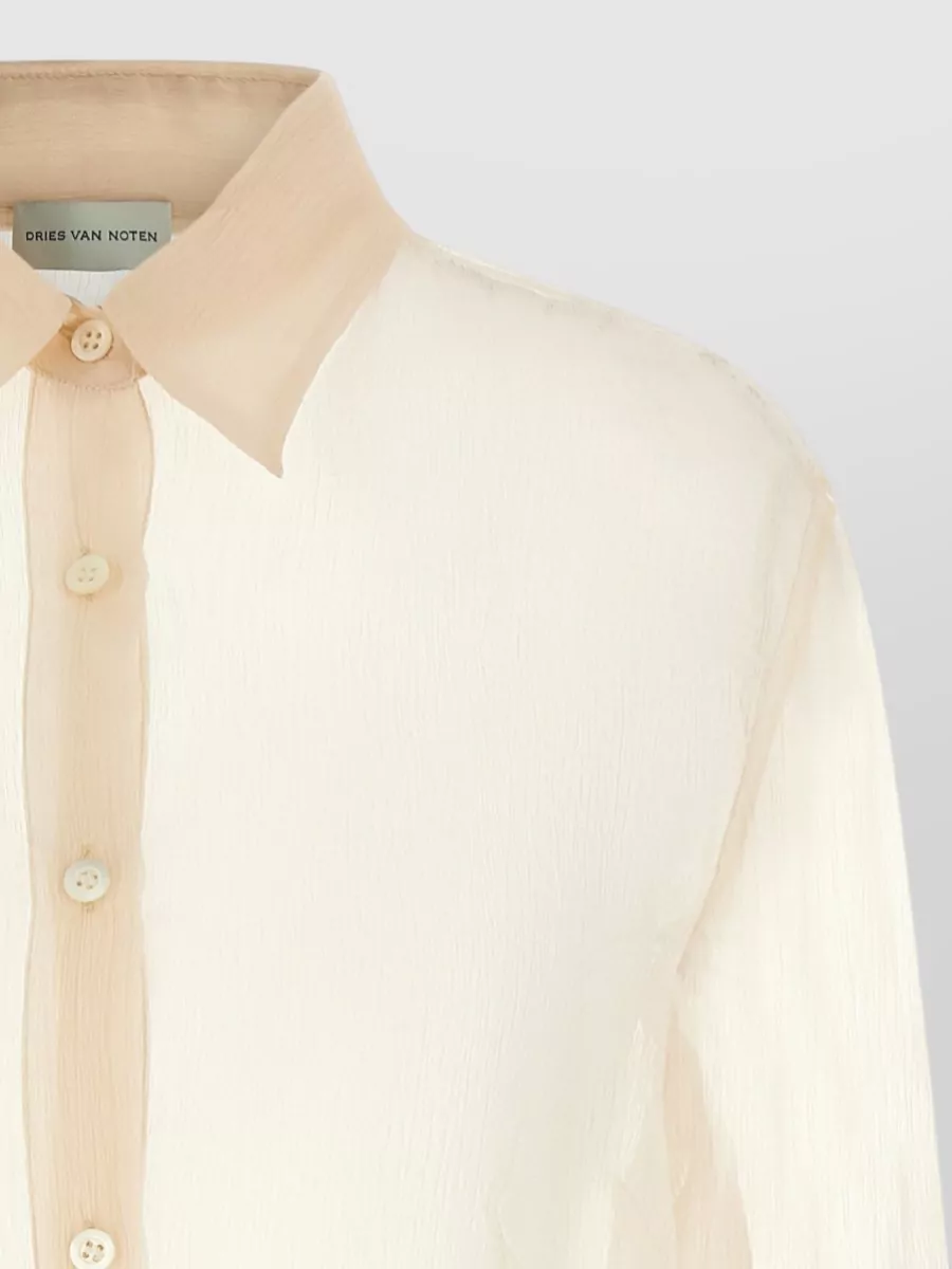 Dries Van Noten Silk Semi-Transparent Asymmetric Shirt