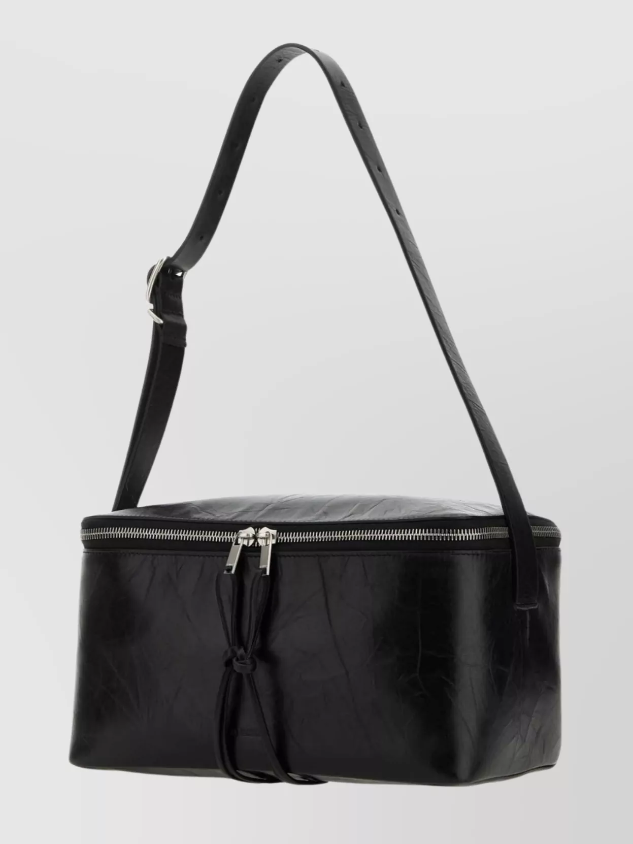 Shop Jil Sander Medium Leather Shoulder Bag With Adjustable Strap