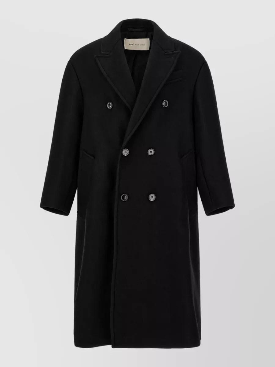 Ami Paris virgin wool long double breasted coat