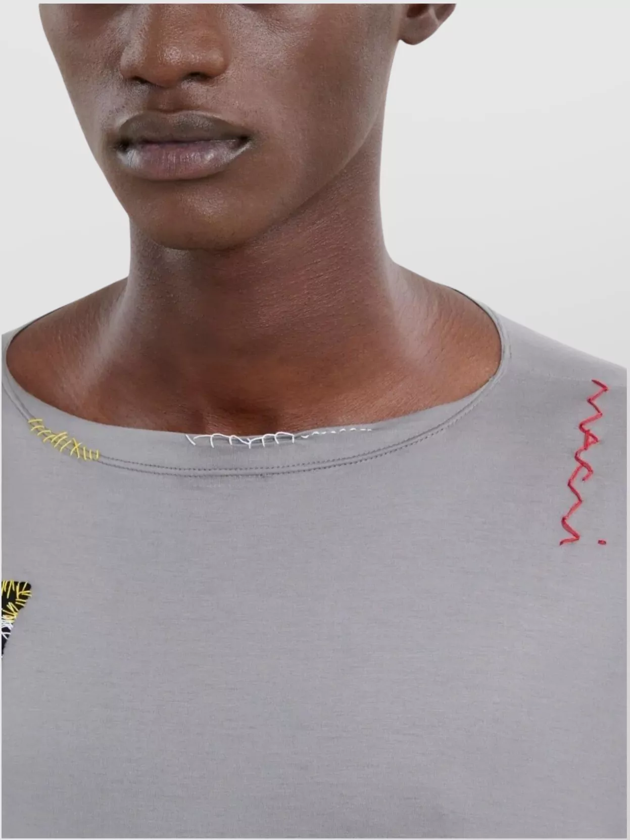 Marni Crew Neck Patchwork Long Sleeves T-Shirt