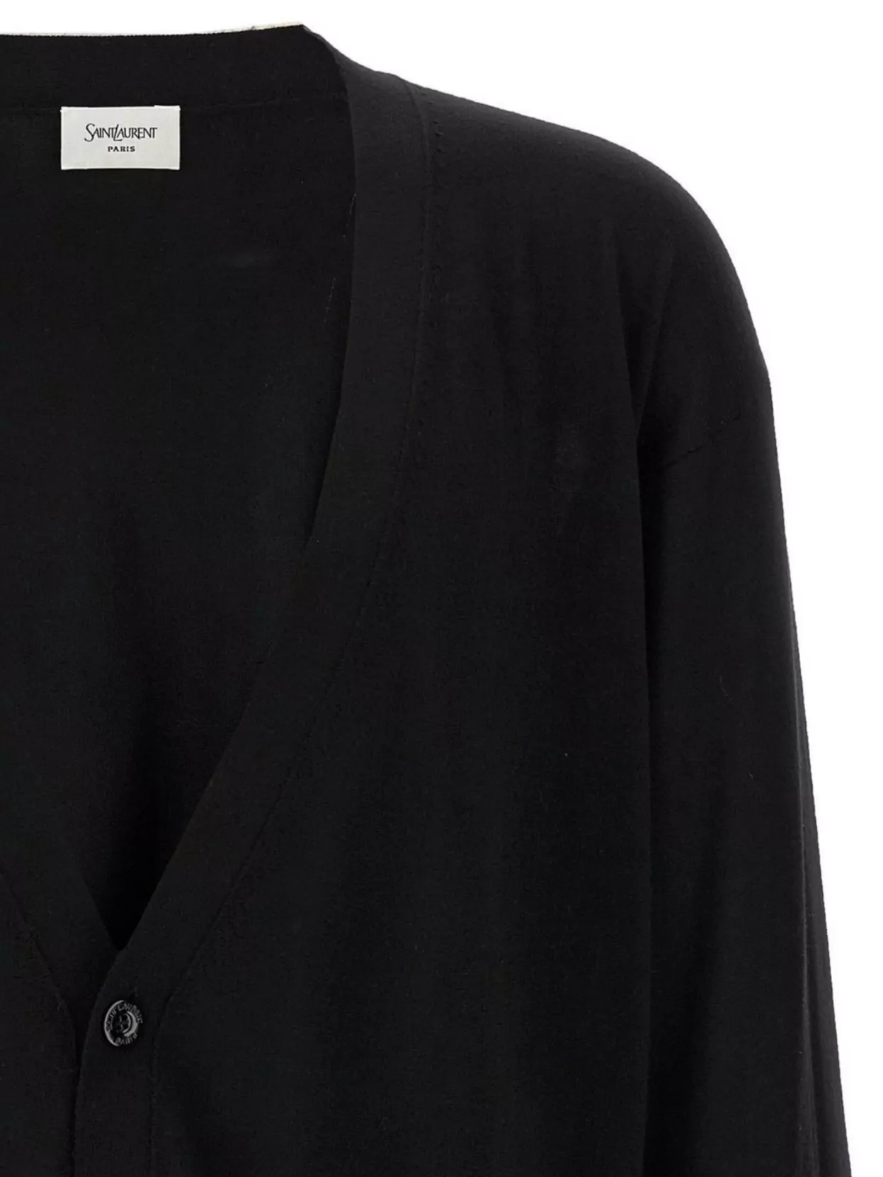 Saint Laurent Wool Cardigan With Long Sleeves And V-neckline