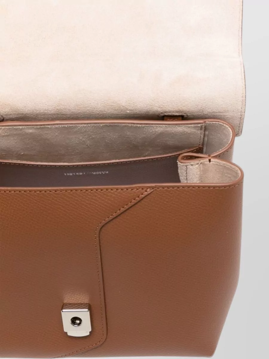 Emporio Armani Grained Leather Logo-Print Shoulder Bag