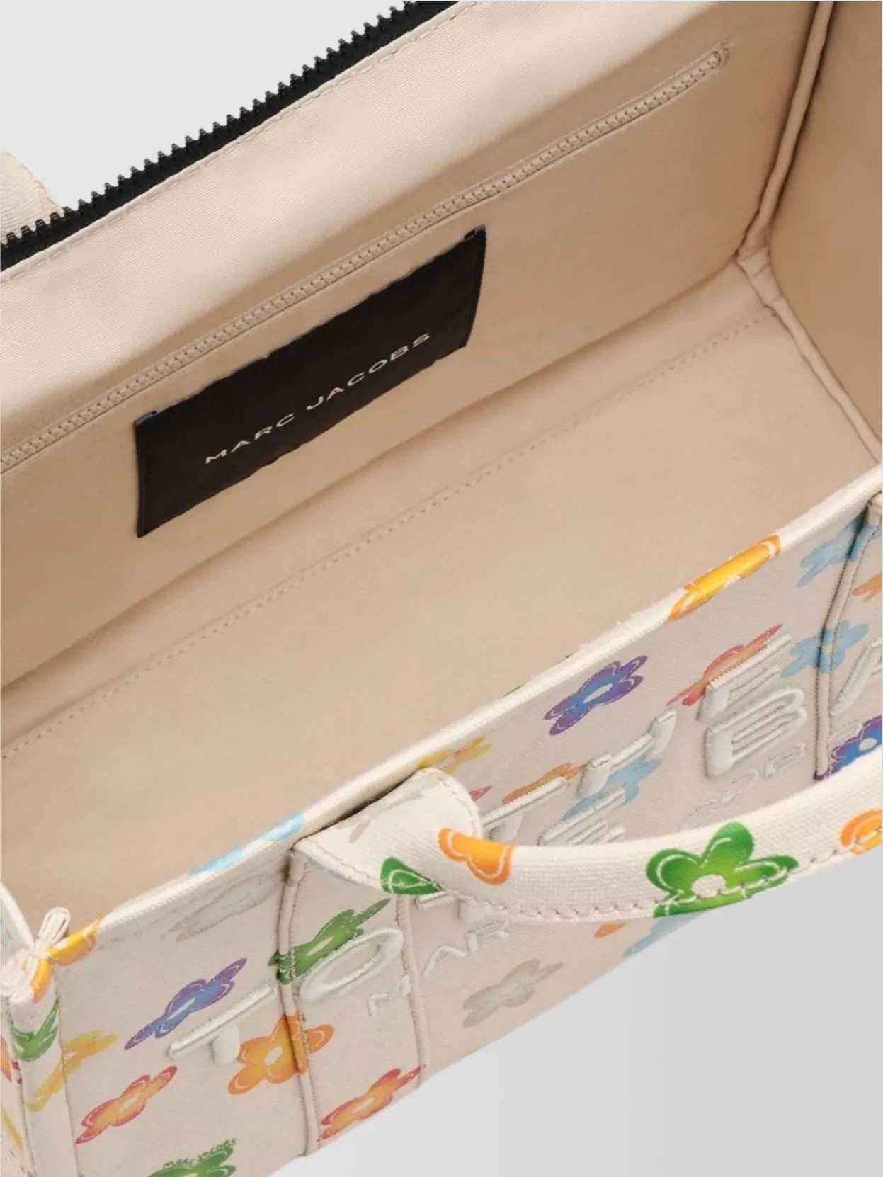 Marc Jacobs Flower Print Tote Bag With Handles And Strap