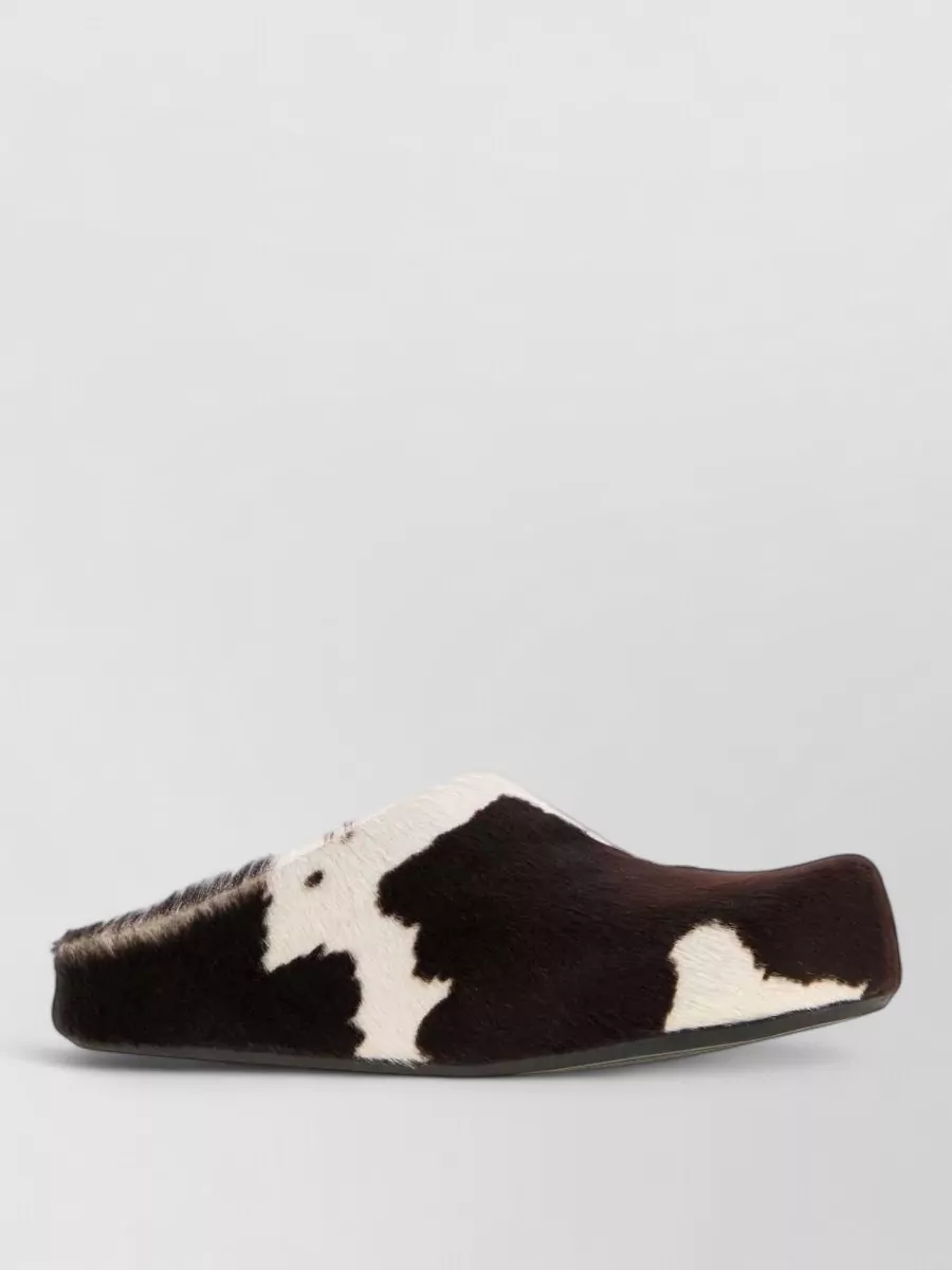 Marni calf hair printed slippers