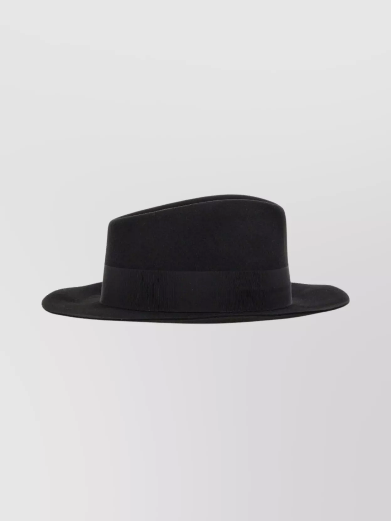 Saint Laurent Wide Brim Fedora With Grosgrain Ribbon Band In Black
