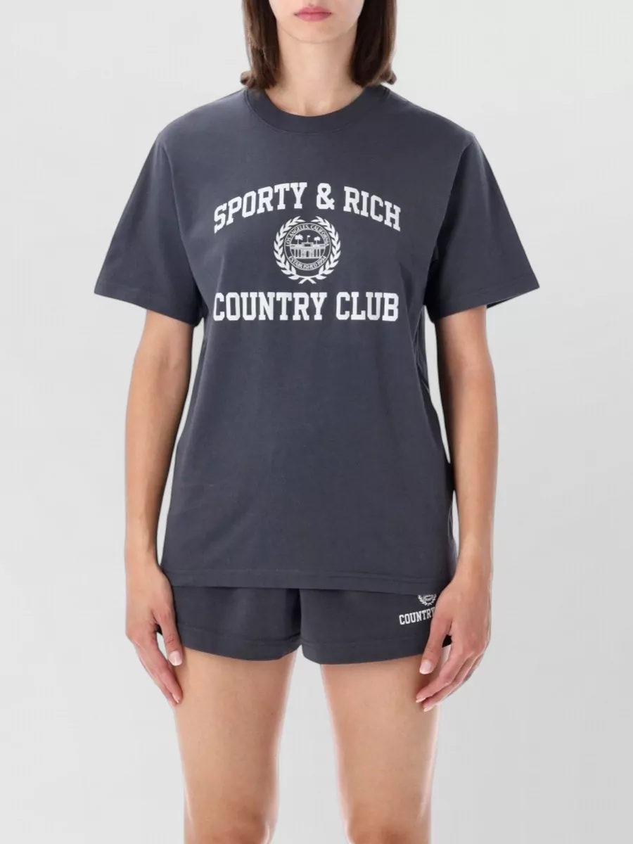 Sporty & Rich cotton ribbed oversized logo print t shirt