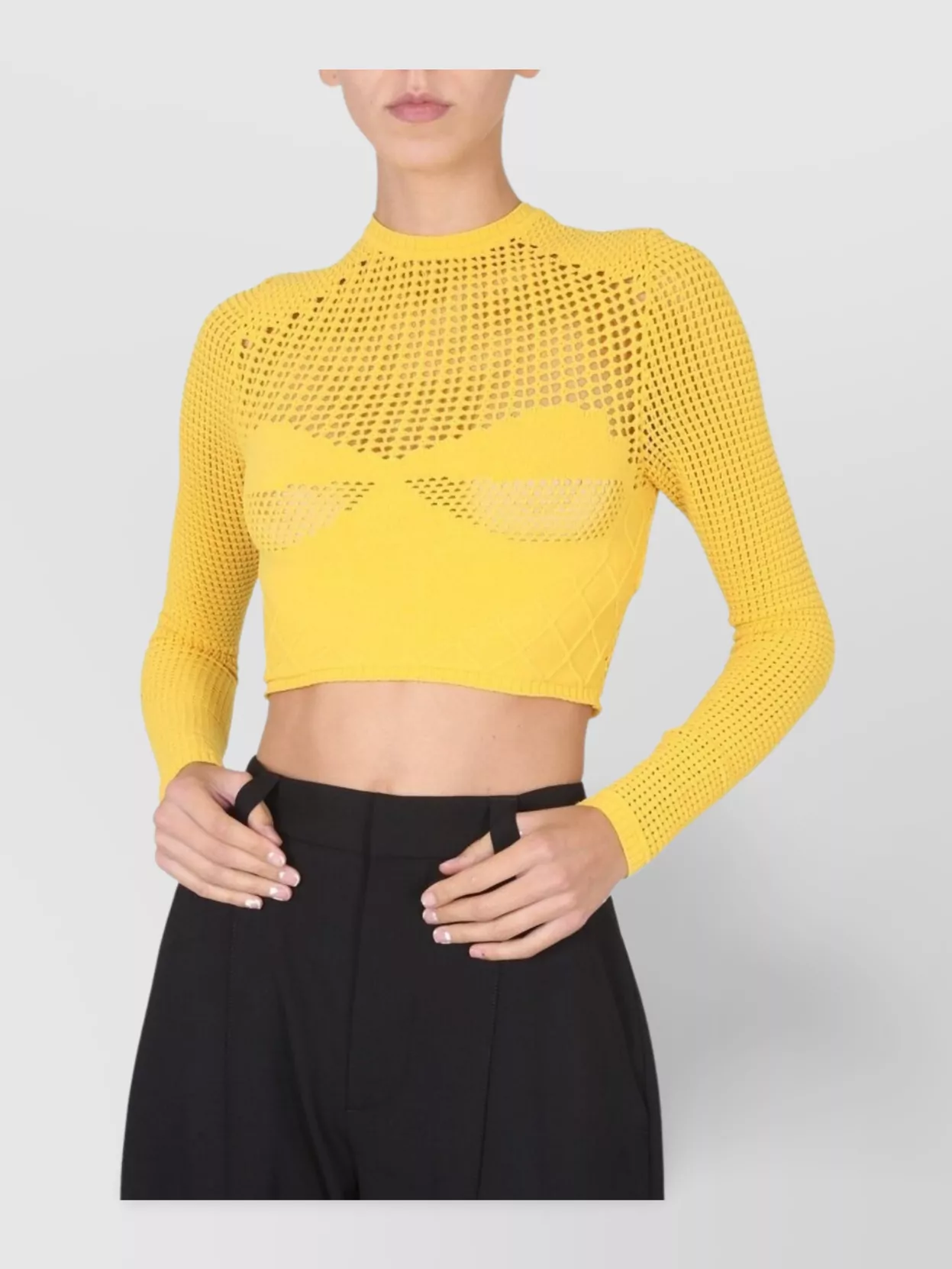 Shop Ambush Cropped Mesh Knitwear Top