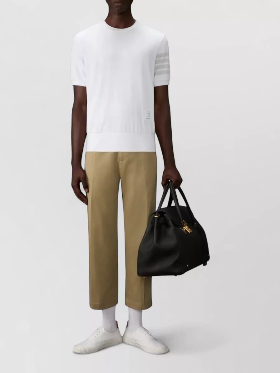 Thom Browne Cotton Jersey T Shirt Stripe Detail