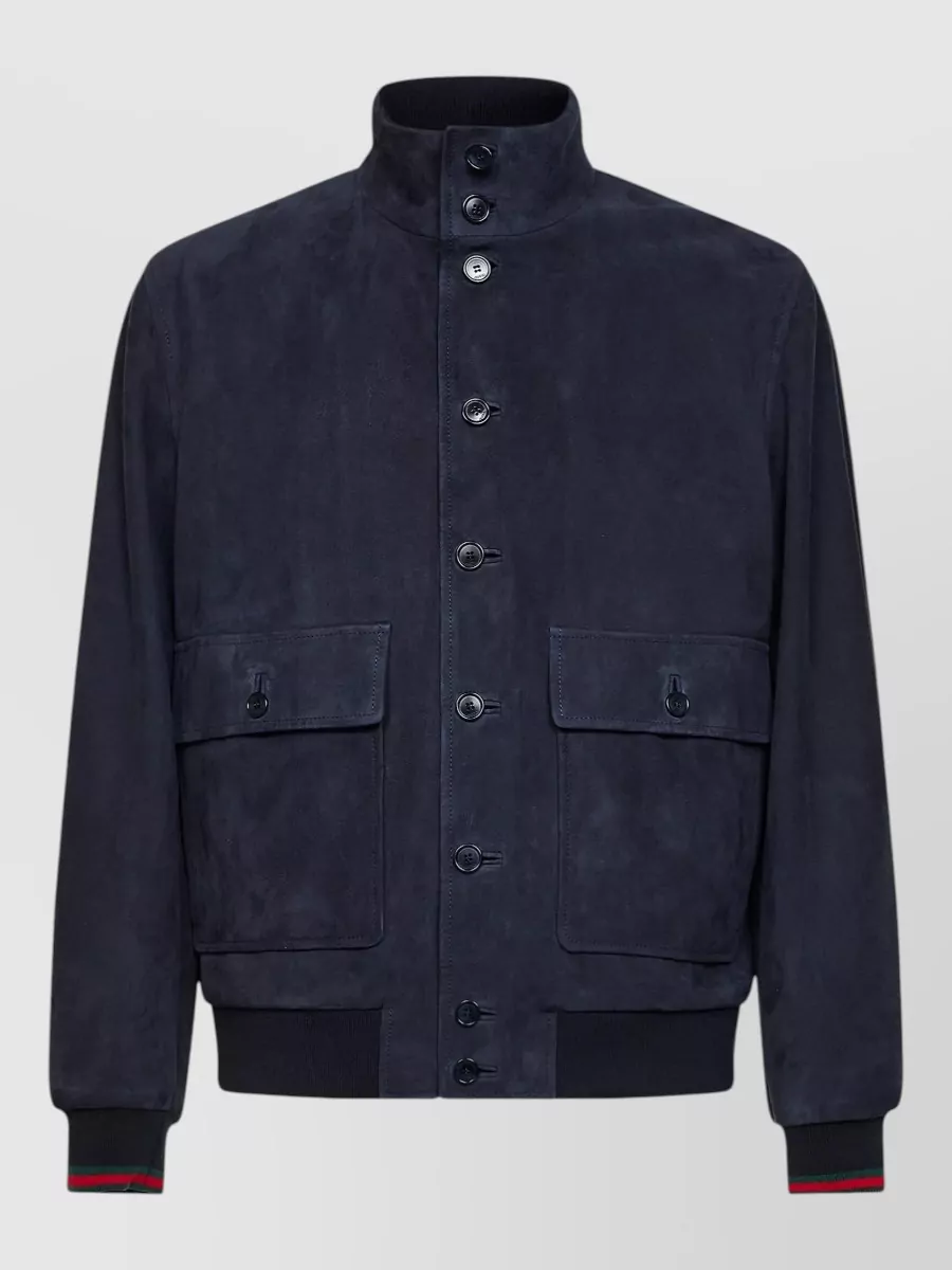 Gucci suede leather regular-fit bomber jacket