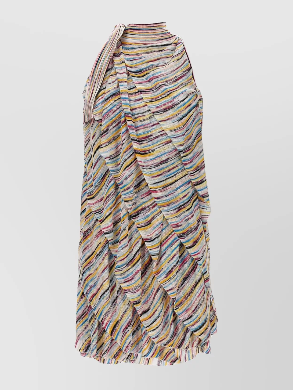Missoni Layered High Neckline Flounced Dress With Asymmetric Hem In Multi