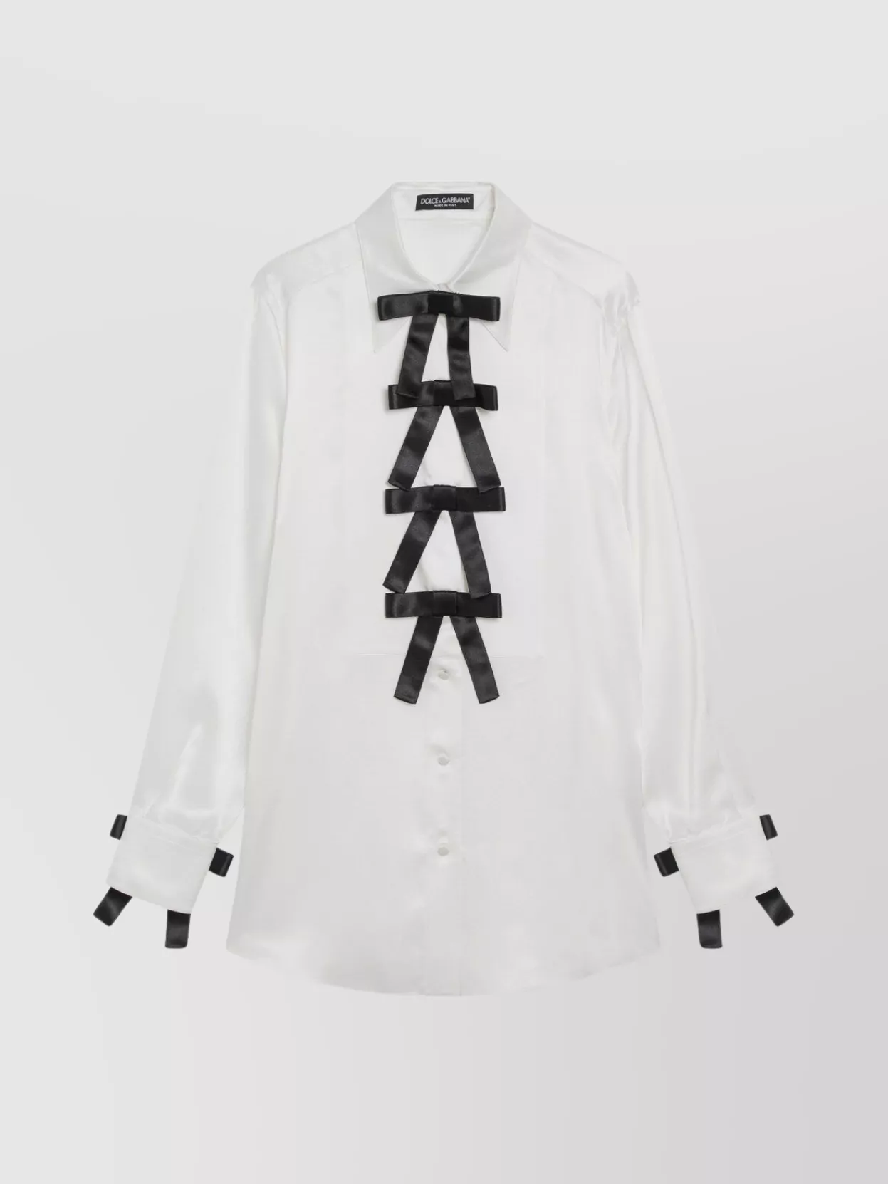 Dolce & Gabbana Silk Shirt With Bows And Long Sleeves