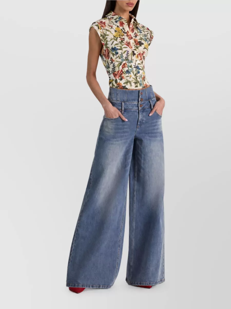 Alice + Olivia Printed Panelled Sleeveless Shirt