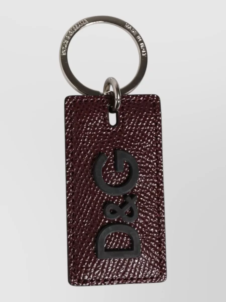 Dolce&Gabbana leather logo metal ring keychain