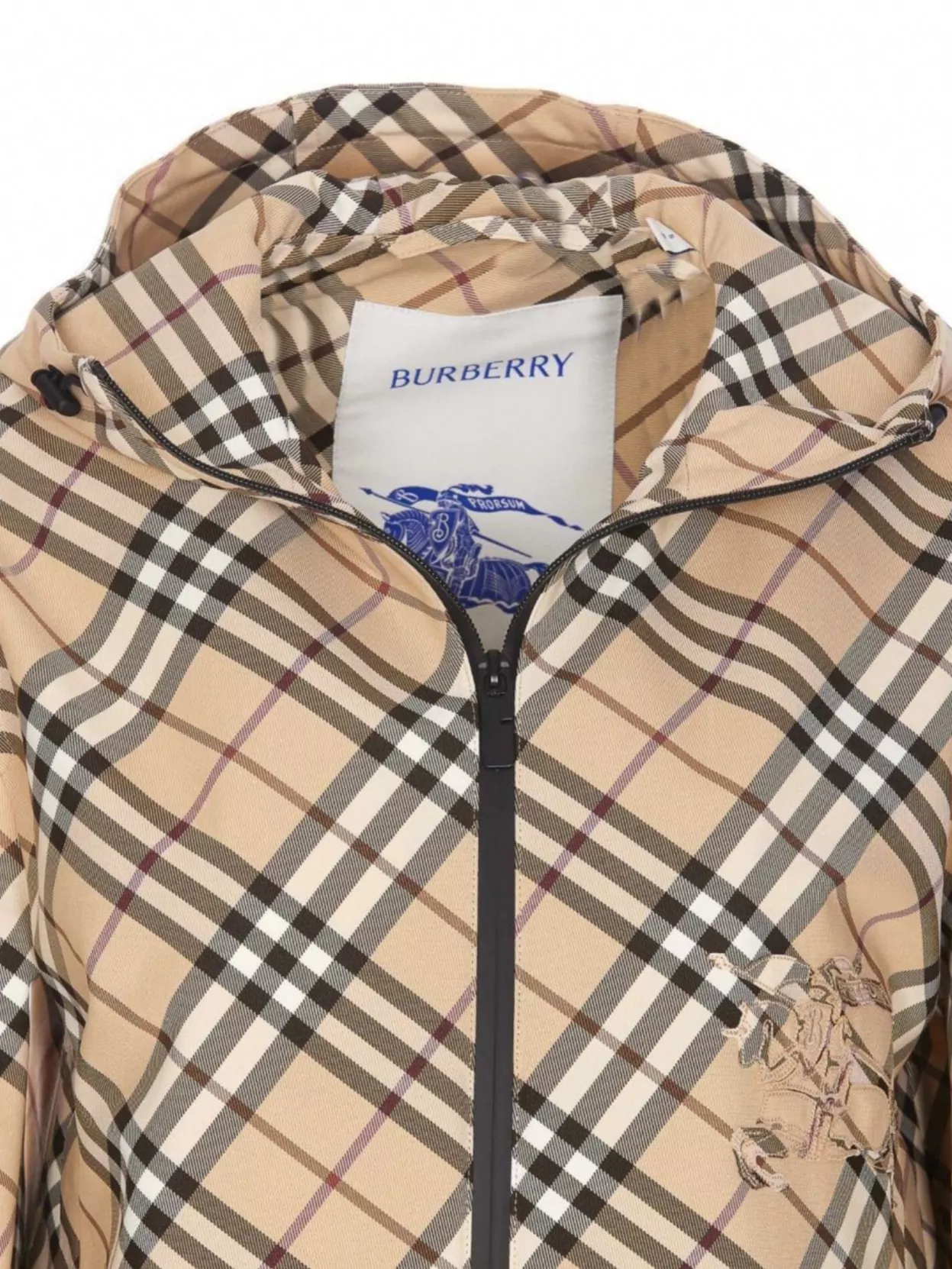 Burberry Check Pattern Hooded Jacket With Zip Pockets