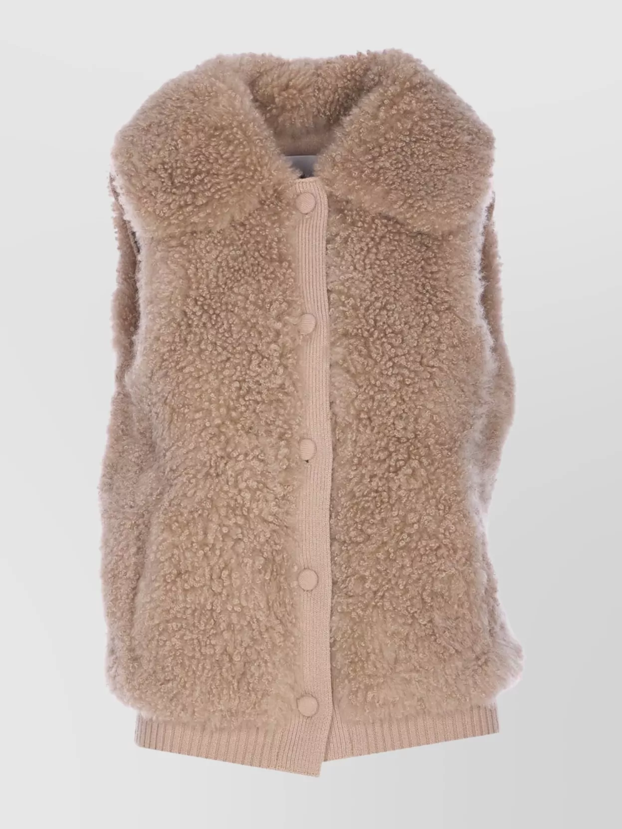 Yves Salomon Sleeveless Shearling Vest Featuring Pockets In Brown