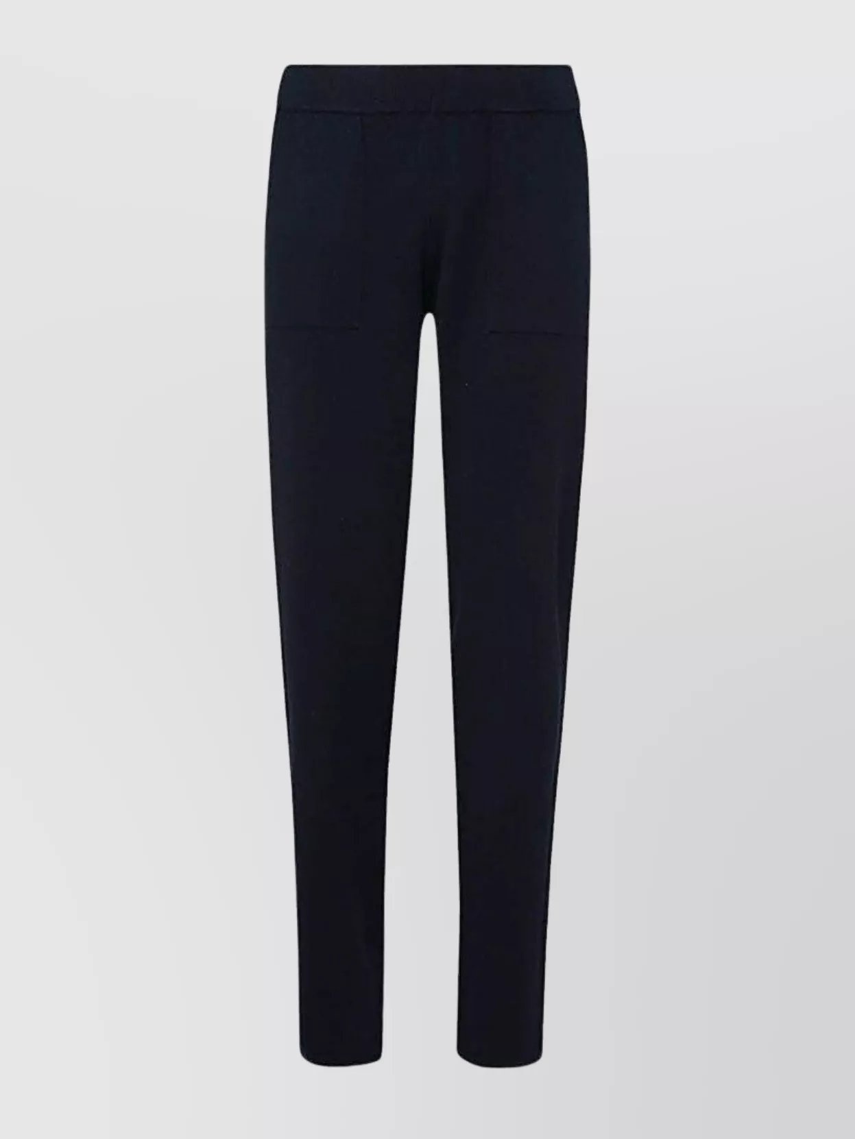 Malo Straight Leg Trousers Elastic Waistband In Black