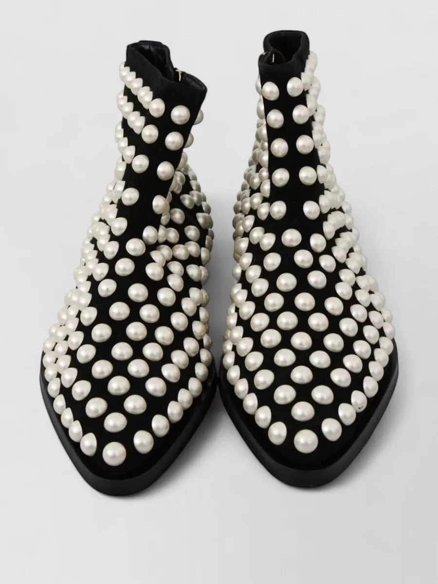 Dolce&Gabbana suede pearl studded ankle boots