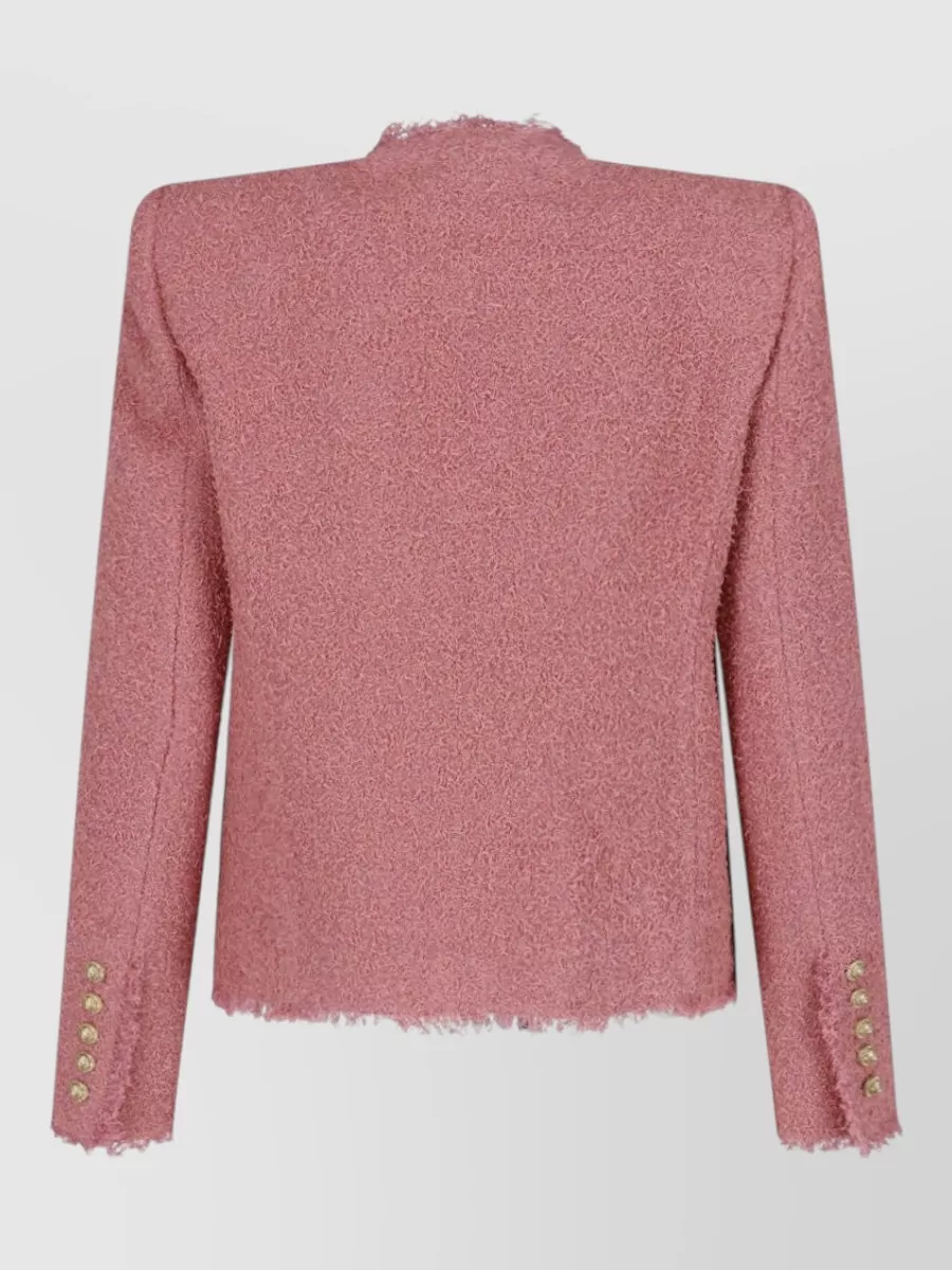 Balmain Tweed Crew Neck Suit Jacket