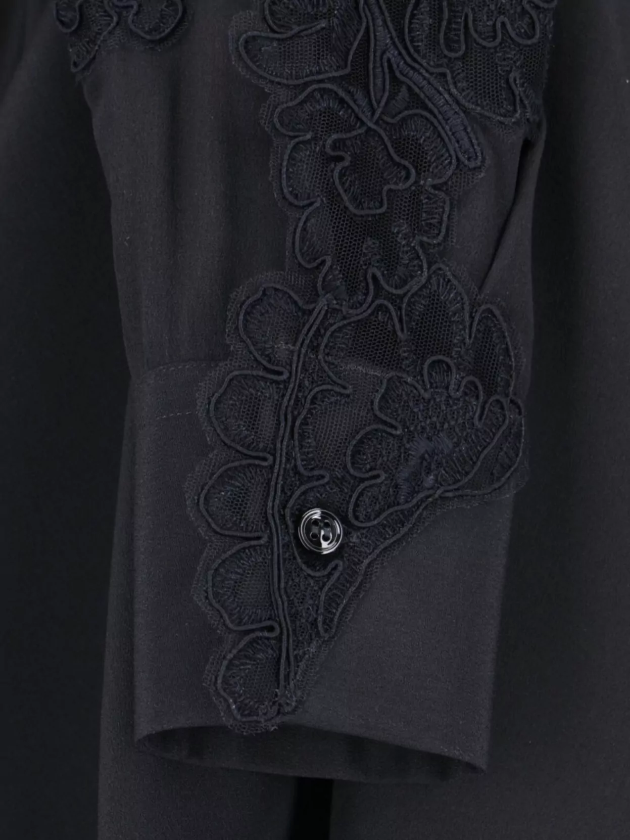 Ermanno Scervino Embroidered Floral Long Sleeve Top With Cuff Detail