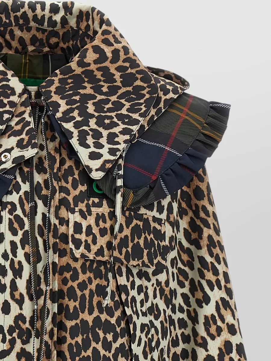 Barbour Ganni Parka Long Sleeves Animal Print Plaid
