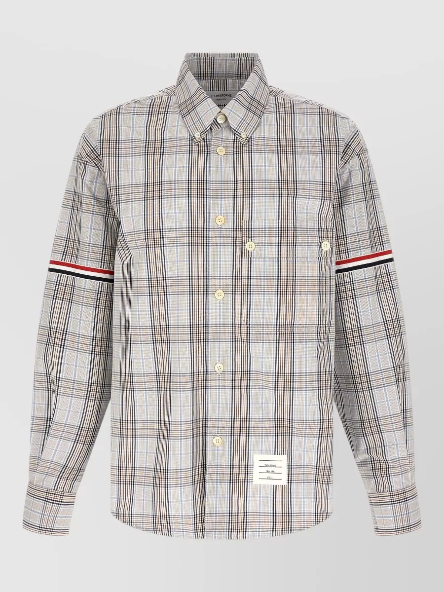 Thom Browne checked cotton poplin oversized long-sleeve shirt