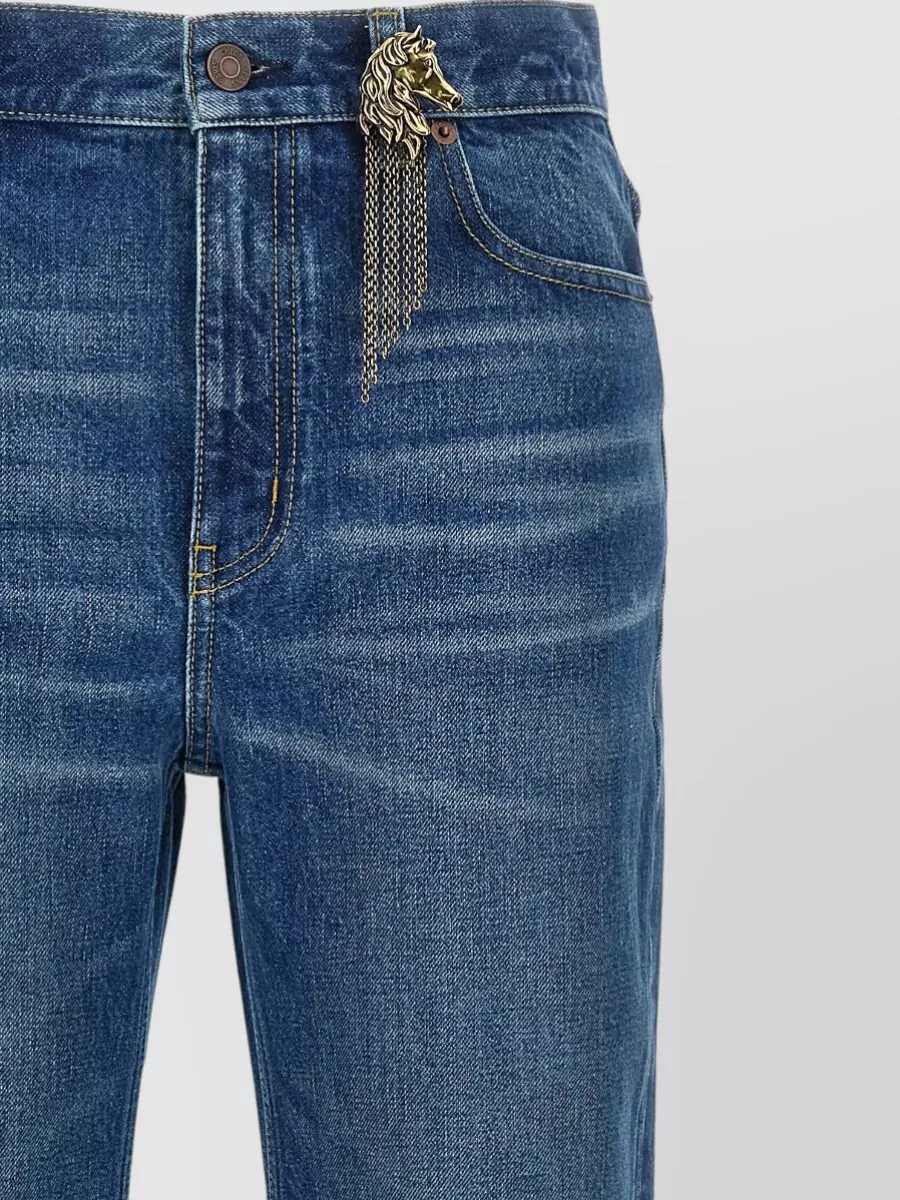 Chloé Flared Denim Trousers Belt Loops Back Pockets