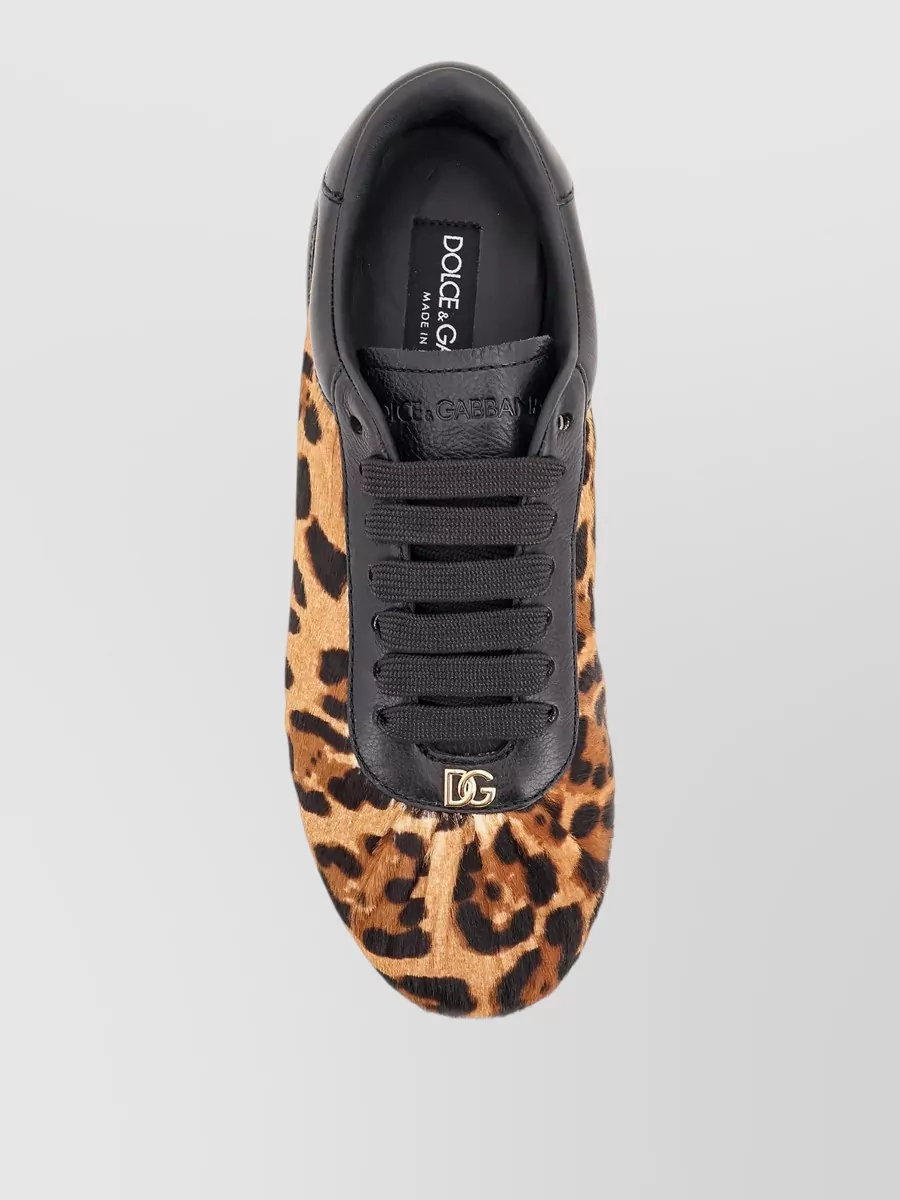 Dolce&Gabbana Leopard-Print Calfskin Low-Top Sneakers