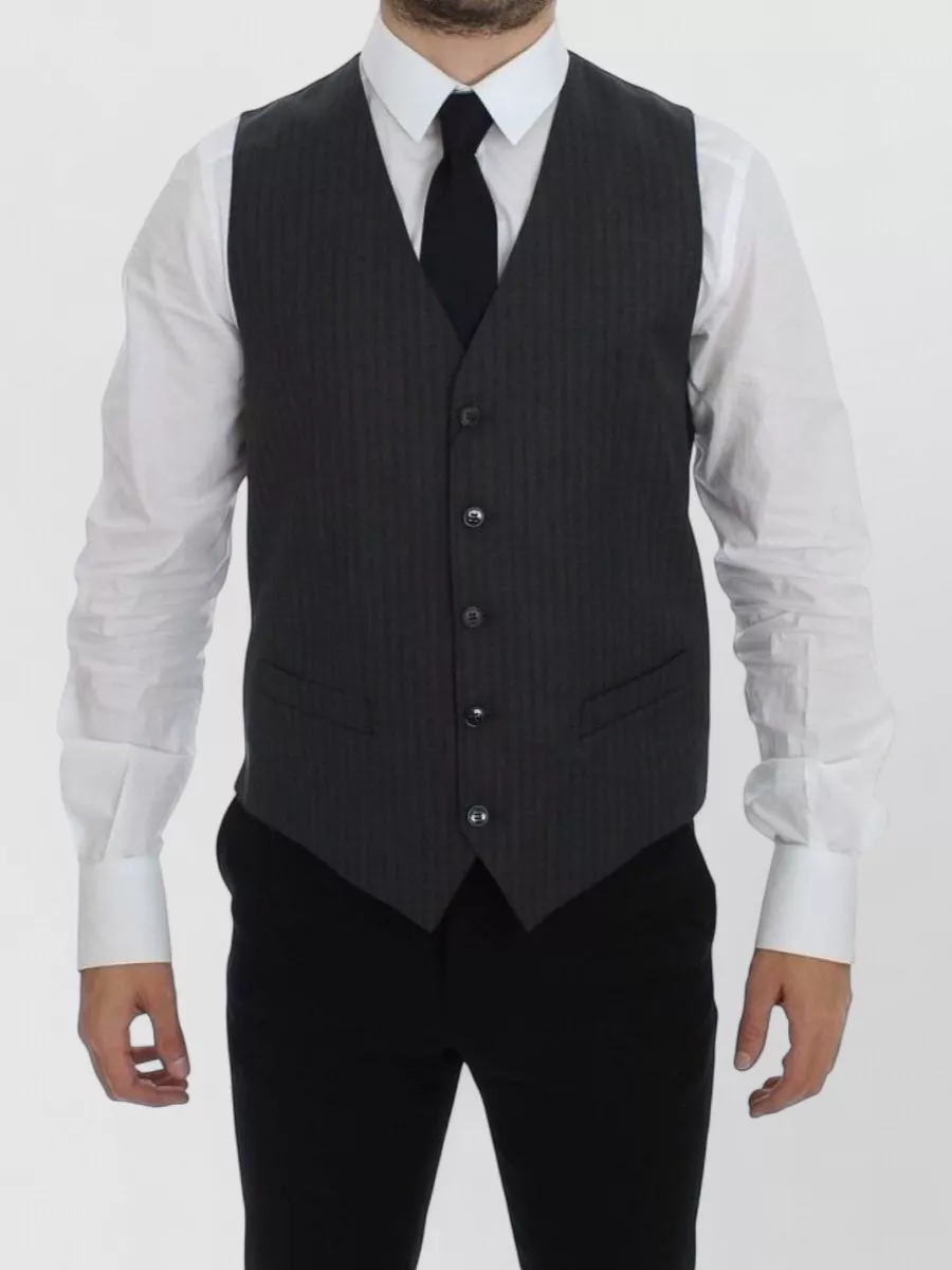 Dolce&Gabbana Wool slim-fit striped single-breasted waistcoat