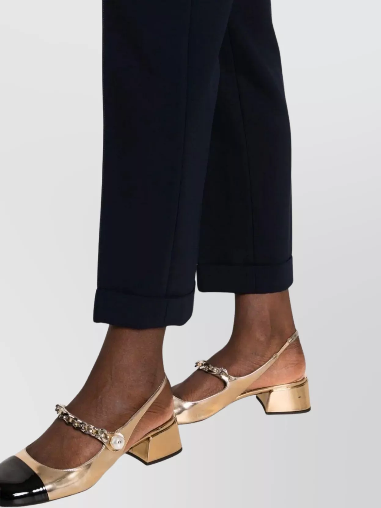 Moschino Tailored Black Trousers With Refined Cuffs In Blue
