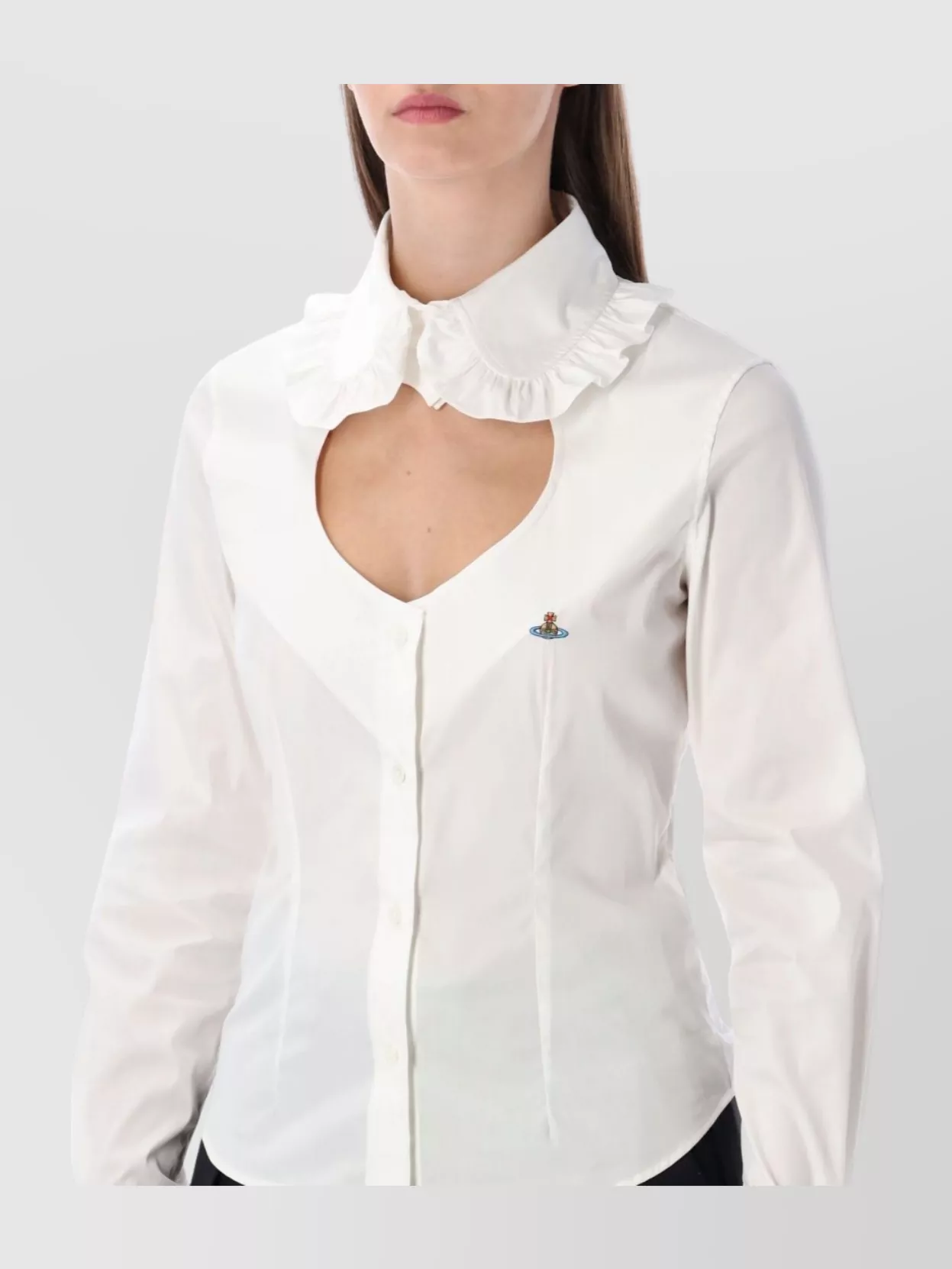 Vivienne Westwood Ruffled Collar Long Sleeve Cut-Out Top