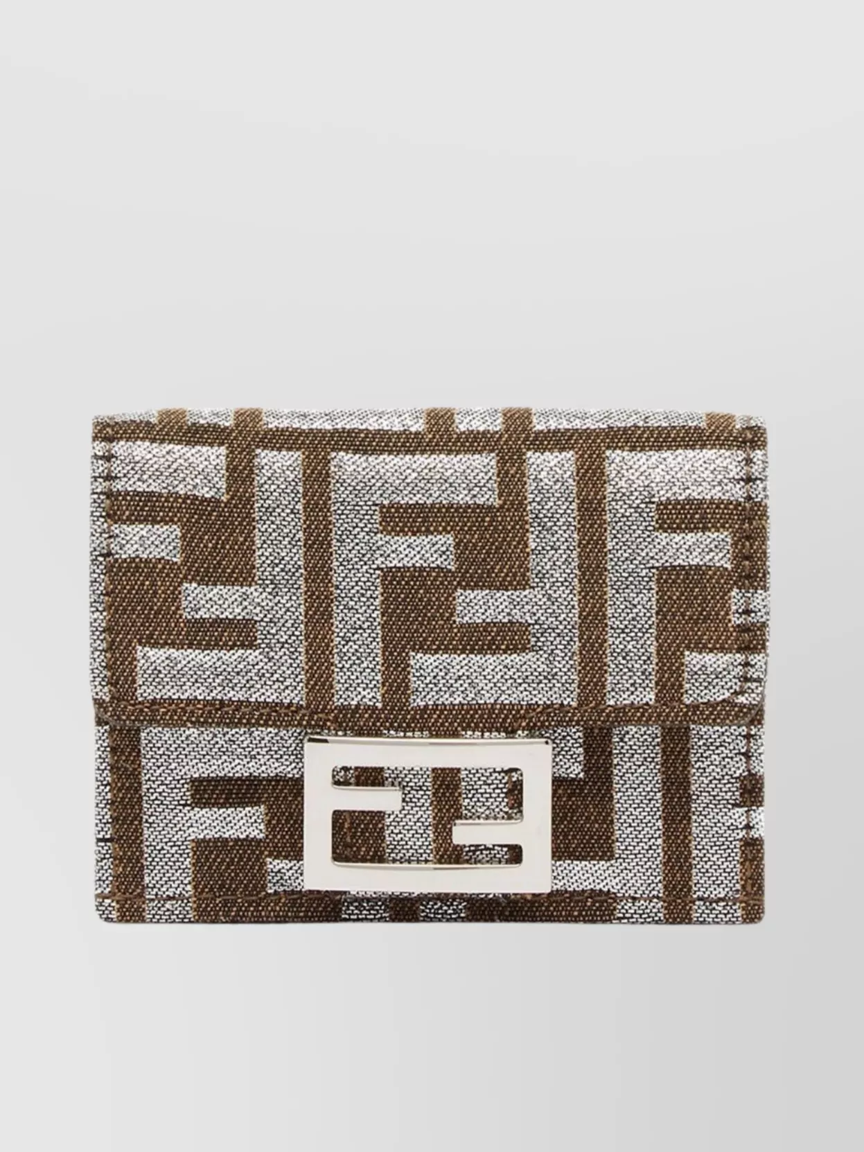 Shop Fendi Compact Trifold Coin Bag In Brown