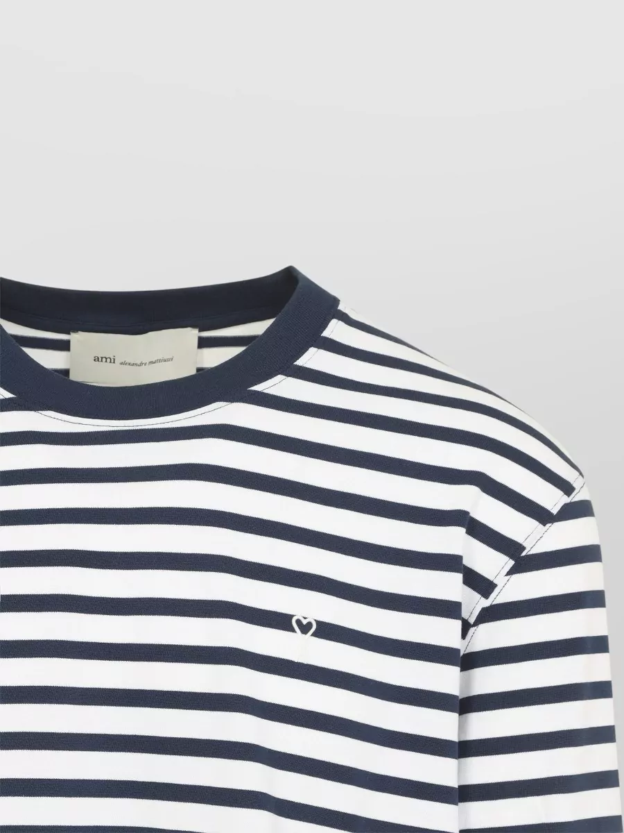 Ami Paris Striped Long-Sleeve Cotton T-Shirt