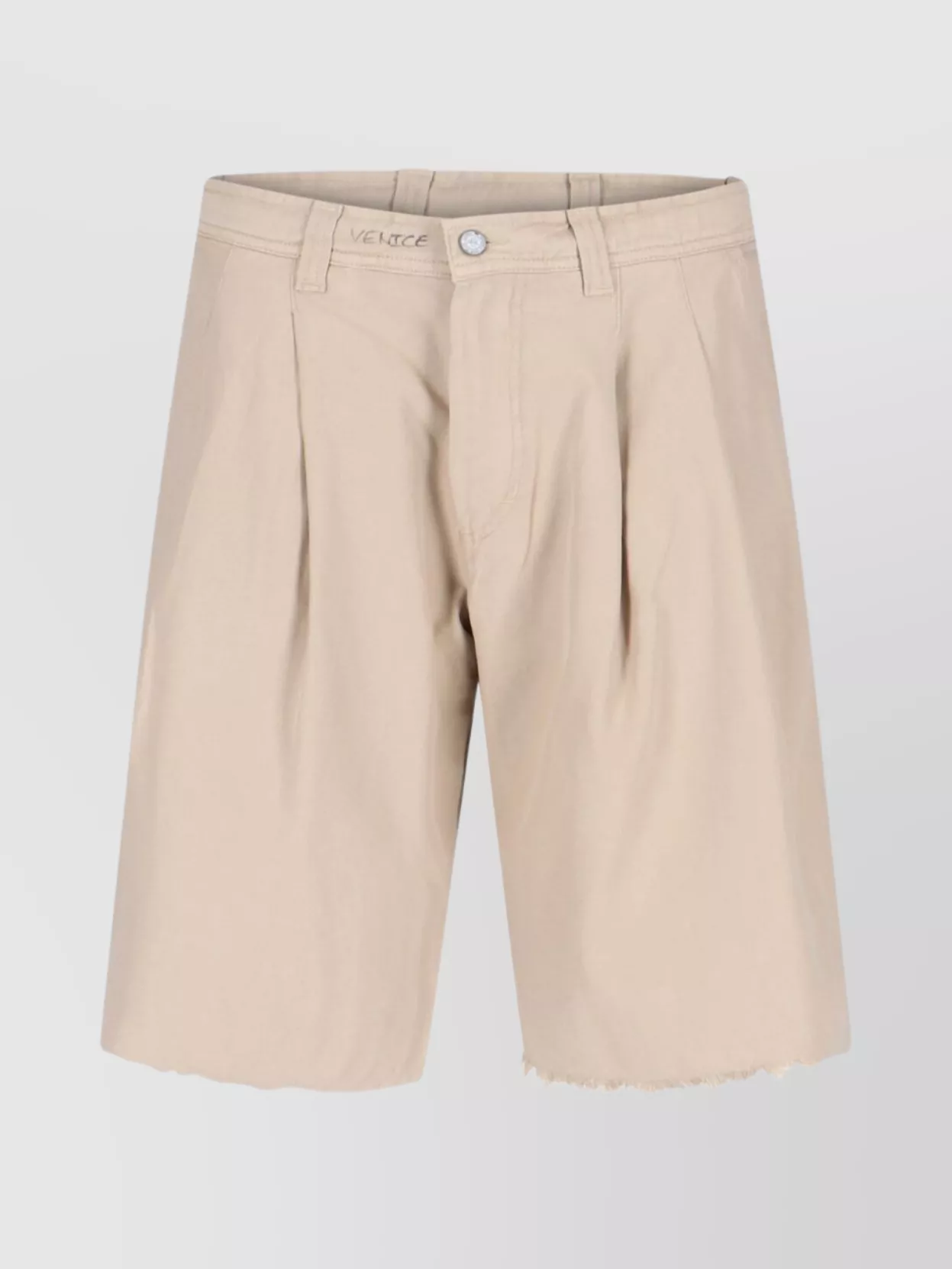 Erl Straight Pleated Shorts Frayed Hem